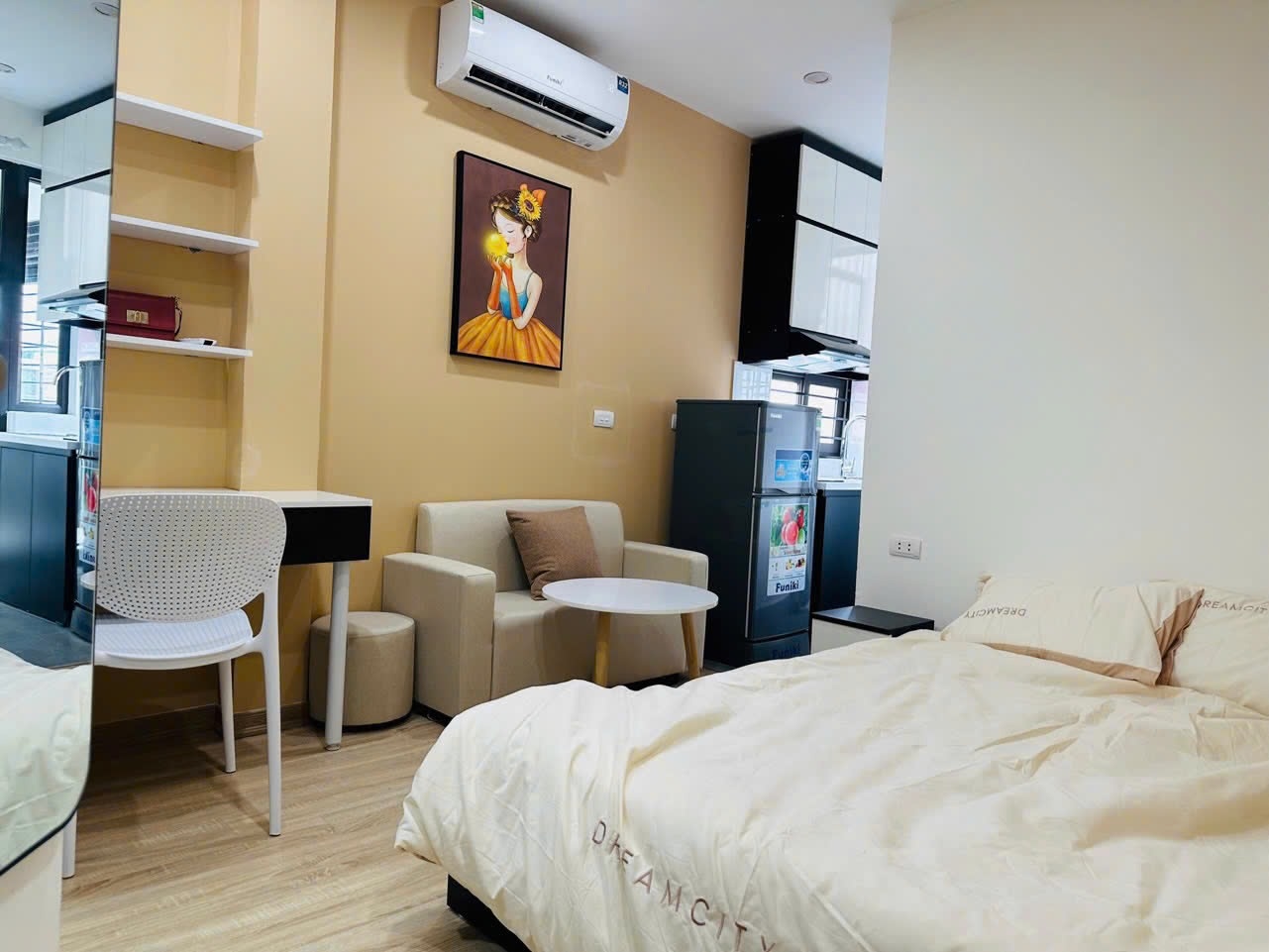 Phòng trọ Studio 25m2 tại DL House Trần Thái Tông - Cầu Giấy - Phòng ngủ