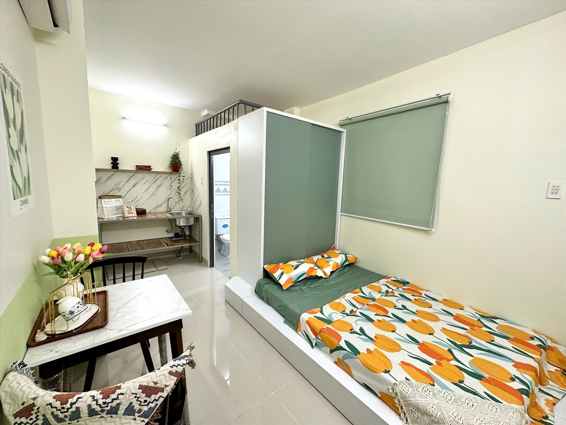 Phòng trọ Studio 25m2 tại TT House Nơ Trang Long - Bình Thạnh - Phòng ngủ
