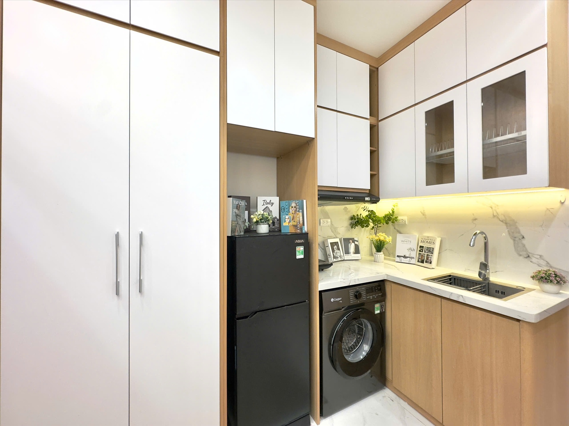 Phòng trọ Studio 25m2 tại Funhome Trung Kính - Cầu Giấy - Phòng bếp