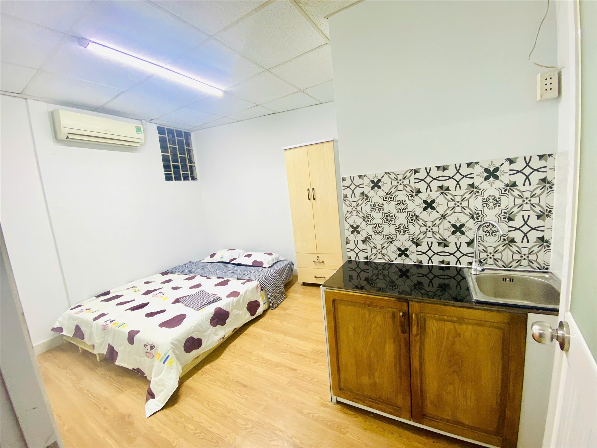 Phòng trọ Studio 25m2 tại Hoa Mây Home 1 Âu Dương Lân - Quận 8 - Phòng bếp