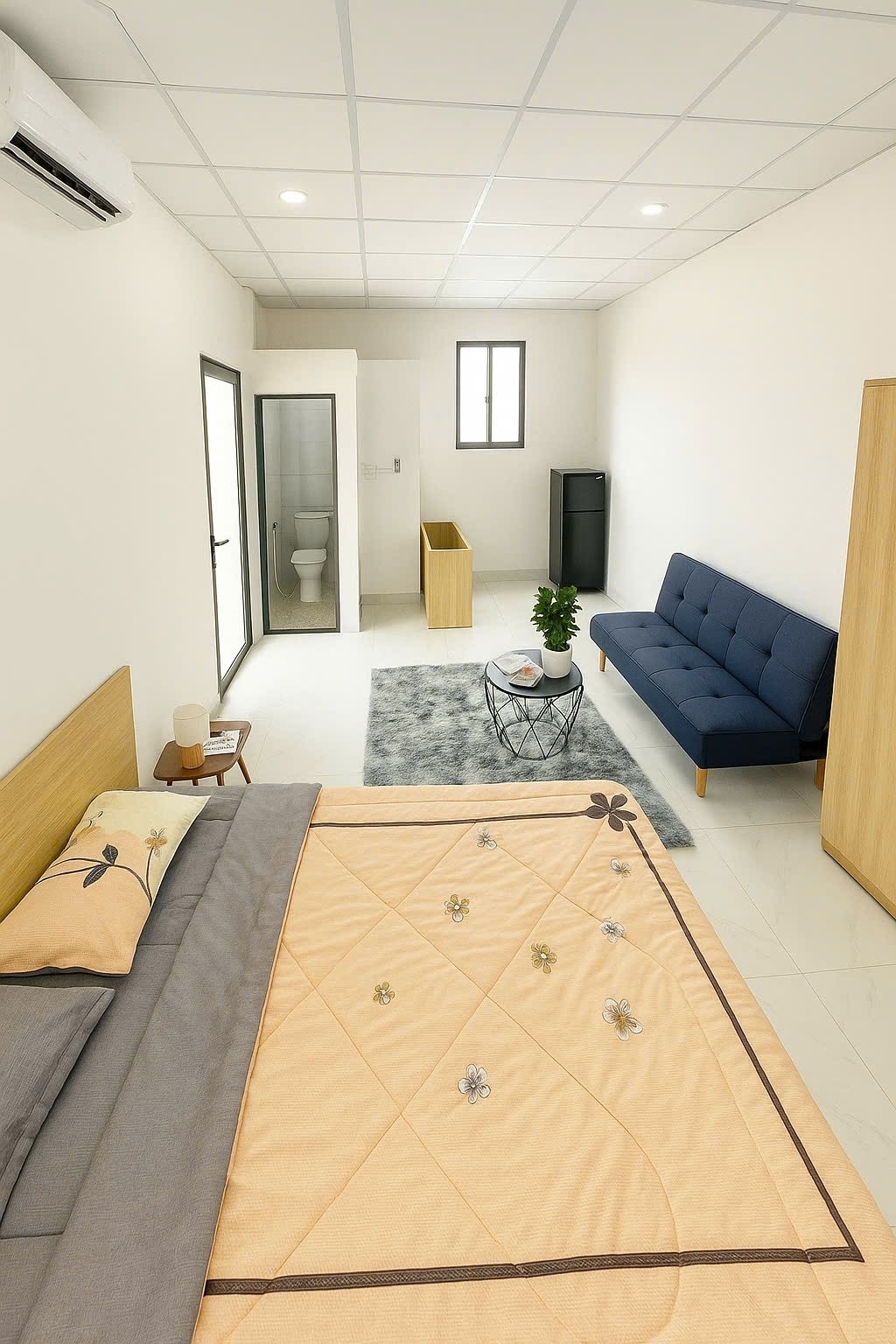 Phòng trọ Studio 20m2 tại Diamond House Phan Đăng Lưu - Bình Thạnh - Phòng ngủ