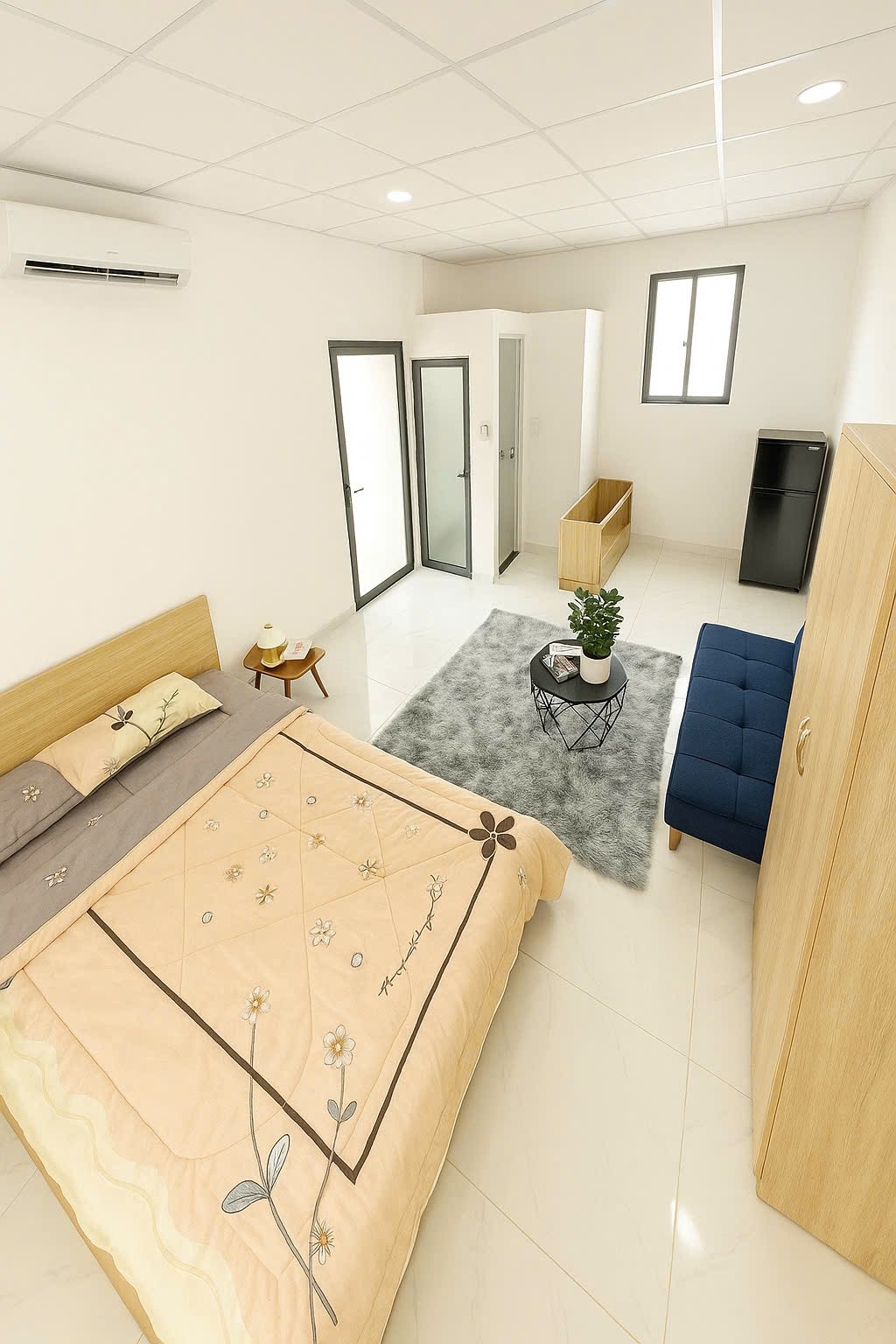 Phòng trọ Studio 20m2 tại Diamond House Phan Đăng Lưu - Bình Thạnh - Phòng ngủ
