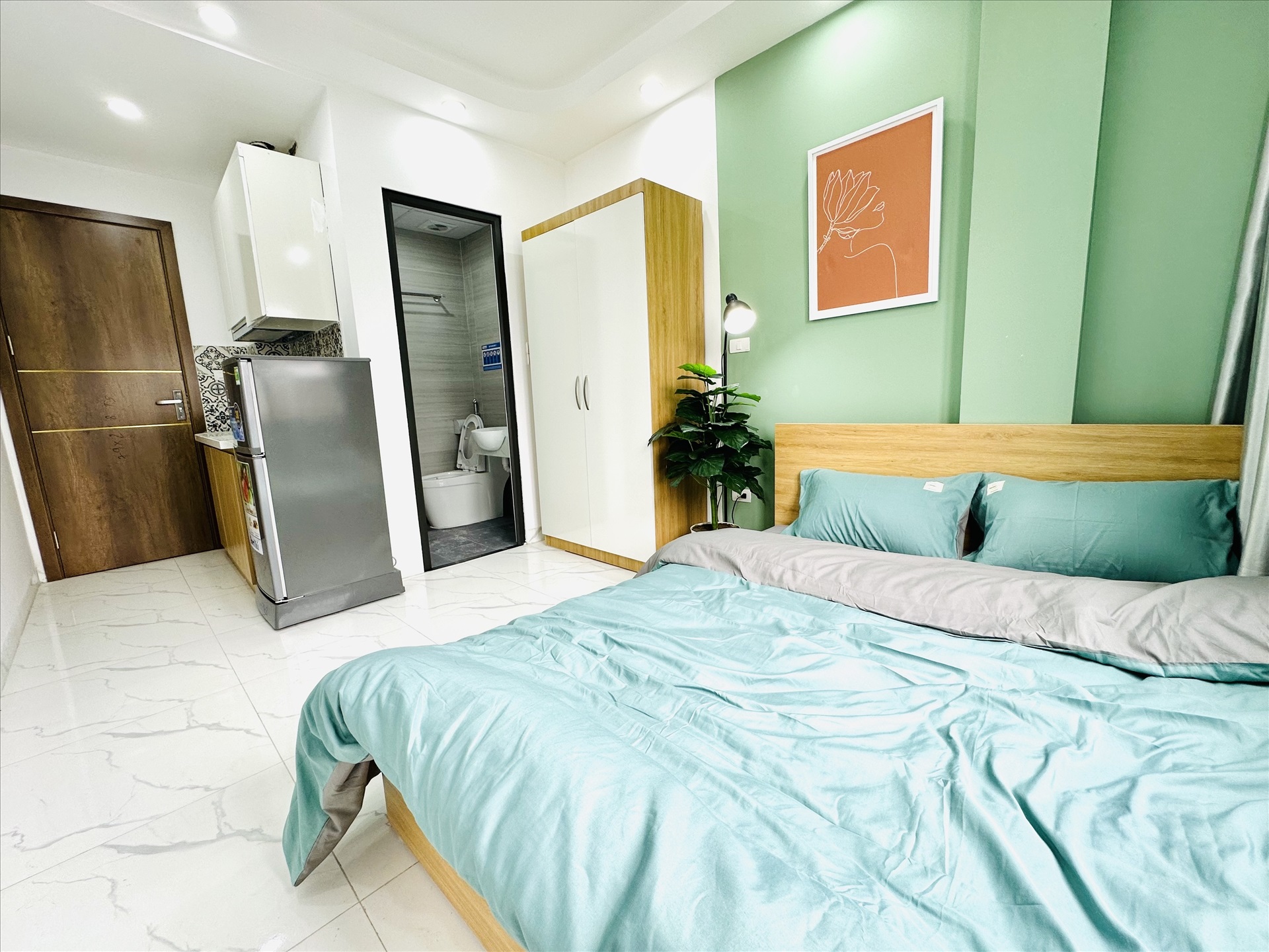 Phòng trọ Studio 18m2 tại MVQ House 2 Hoàng Ngân - Cầu Giấy - Phòng ngủ