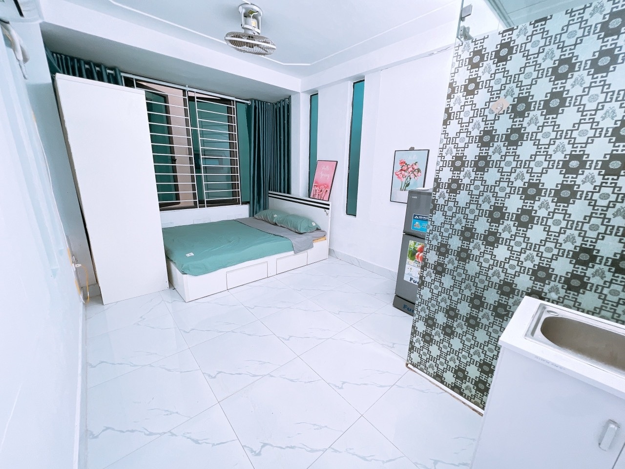 Phòng trọ Studio 25m2 tại Happyhomes Chùa Láng - Đống Đa - Phòng ngủ