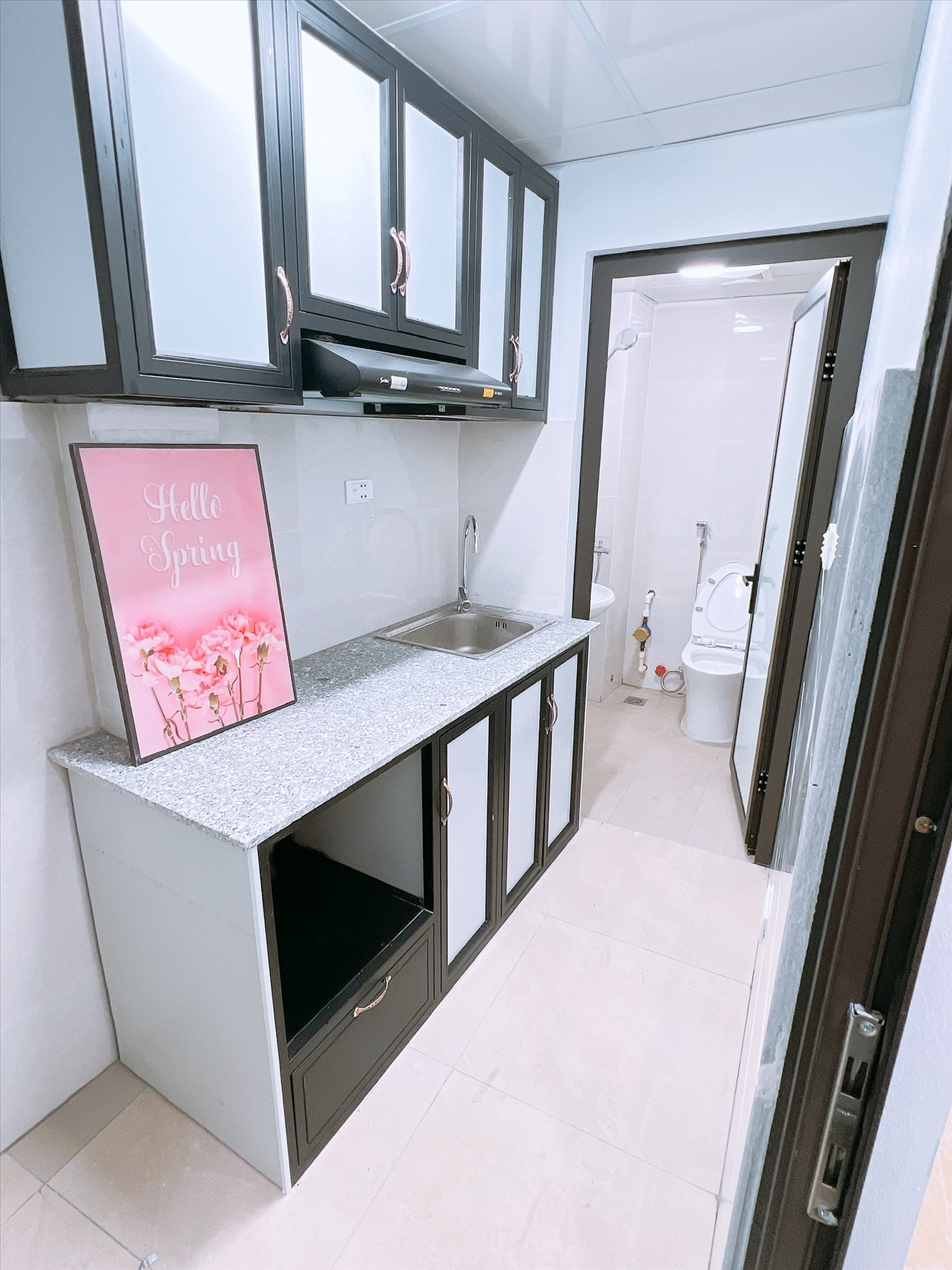 Phòng trọ Studio 25m2 tại Happyhomes 1 Lạc Long Quân - Tây Hồ - Phòng bếp