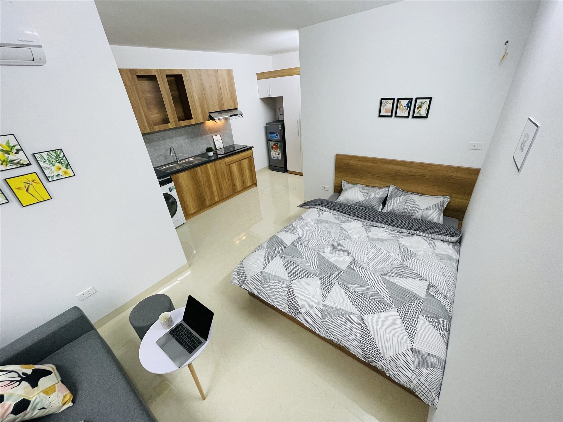 Phòng trọ Studio 25m2 tại Airstay Kim Giang - Hoàng Mai - Phòng ngủ