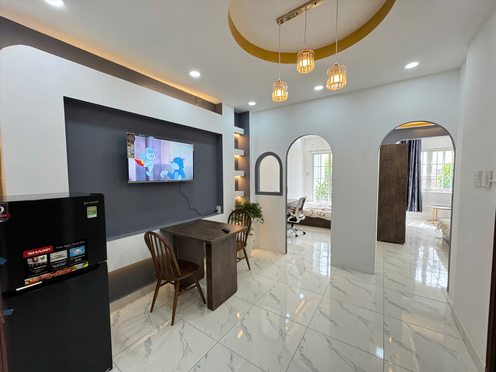 Phòng trọ 2 Phòng ngủ 50m2 tại Kinghome Văn Chung - Tân Bình - Phòng khách