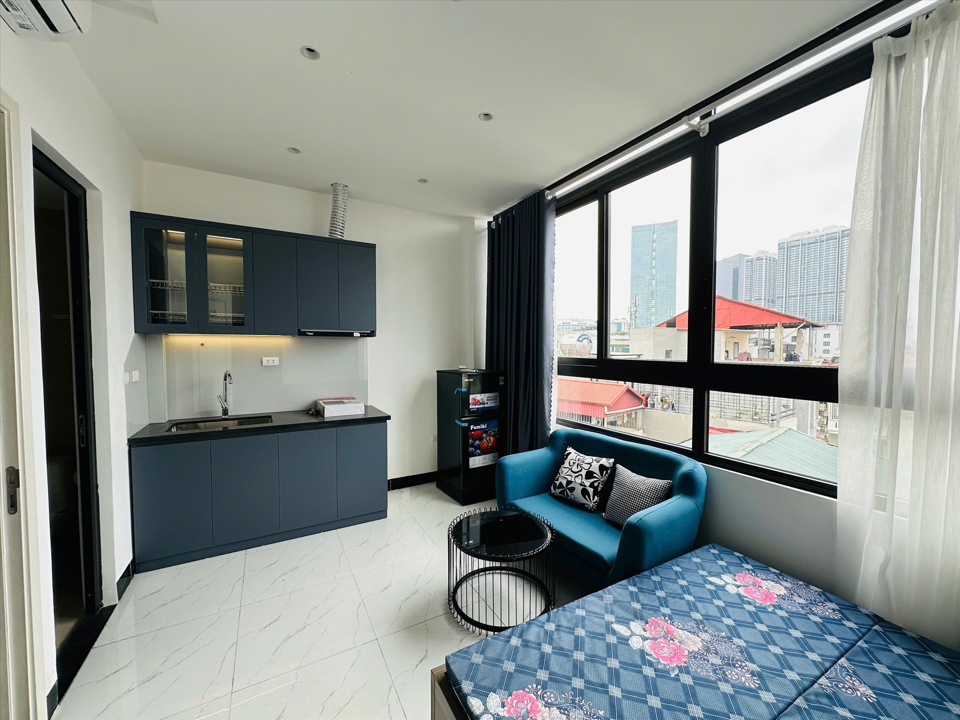Phòng trọ Studio 30m2 tại HN Home Đê La Thành - Ba Đình - Phòng ngủ