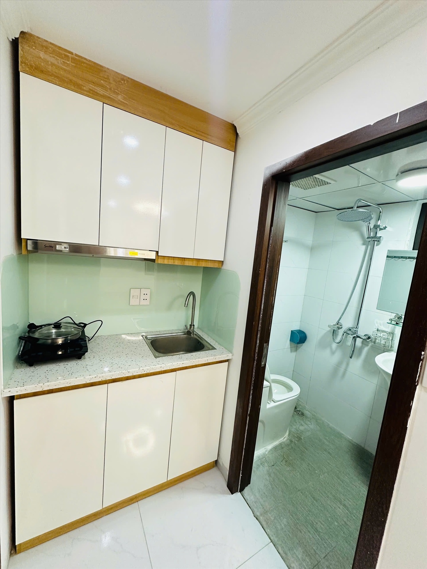 Phòng trọ Studio 25m2 tại Funhome Lương Khánh Thiện 2 - Hoàng Mai - Phòng bếp