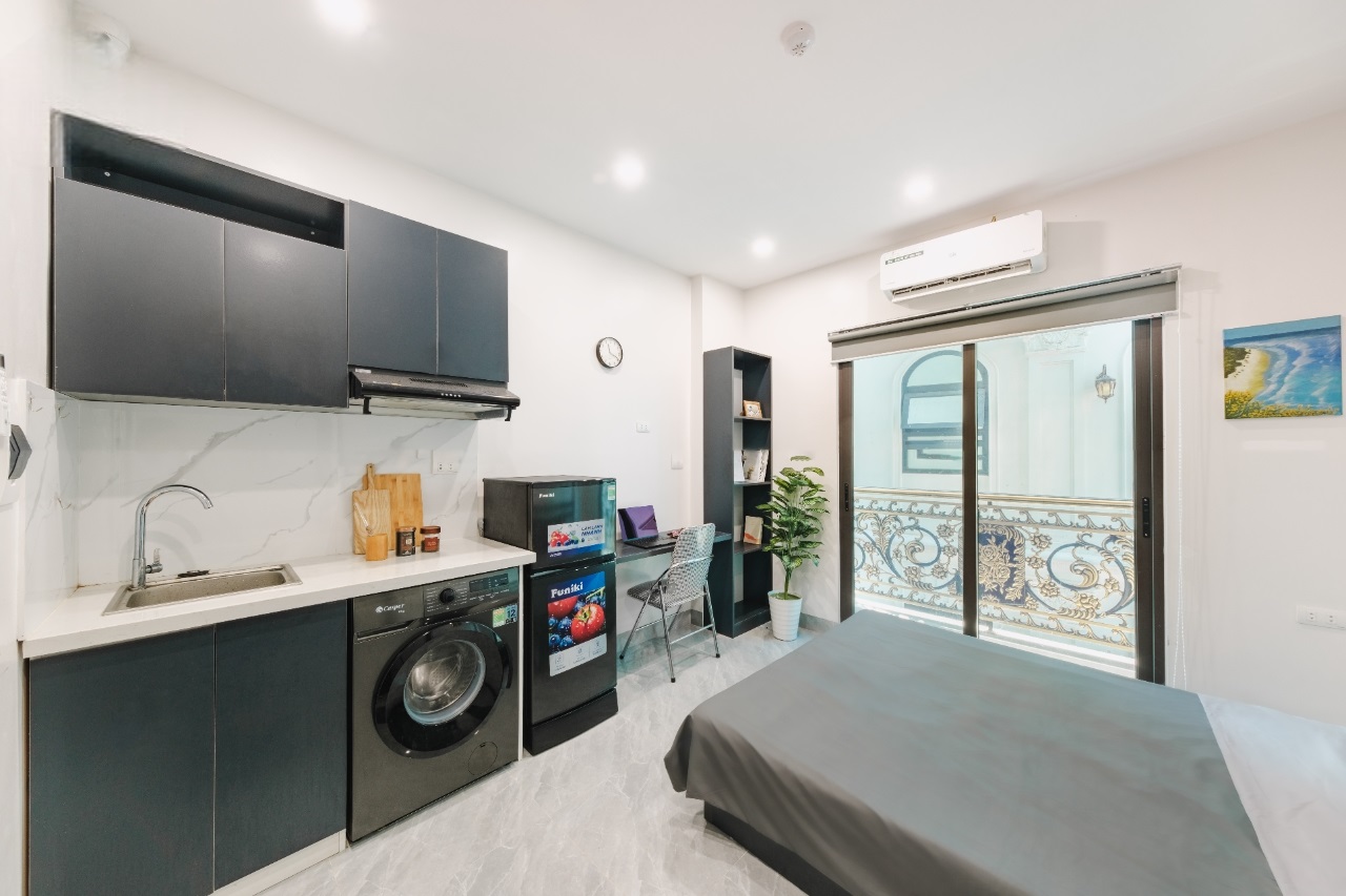 Phòng trọ Studio 25m2 tại Funhome Hồ Tùng Mậu - Cầu Giấy - Phòng ngủ