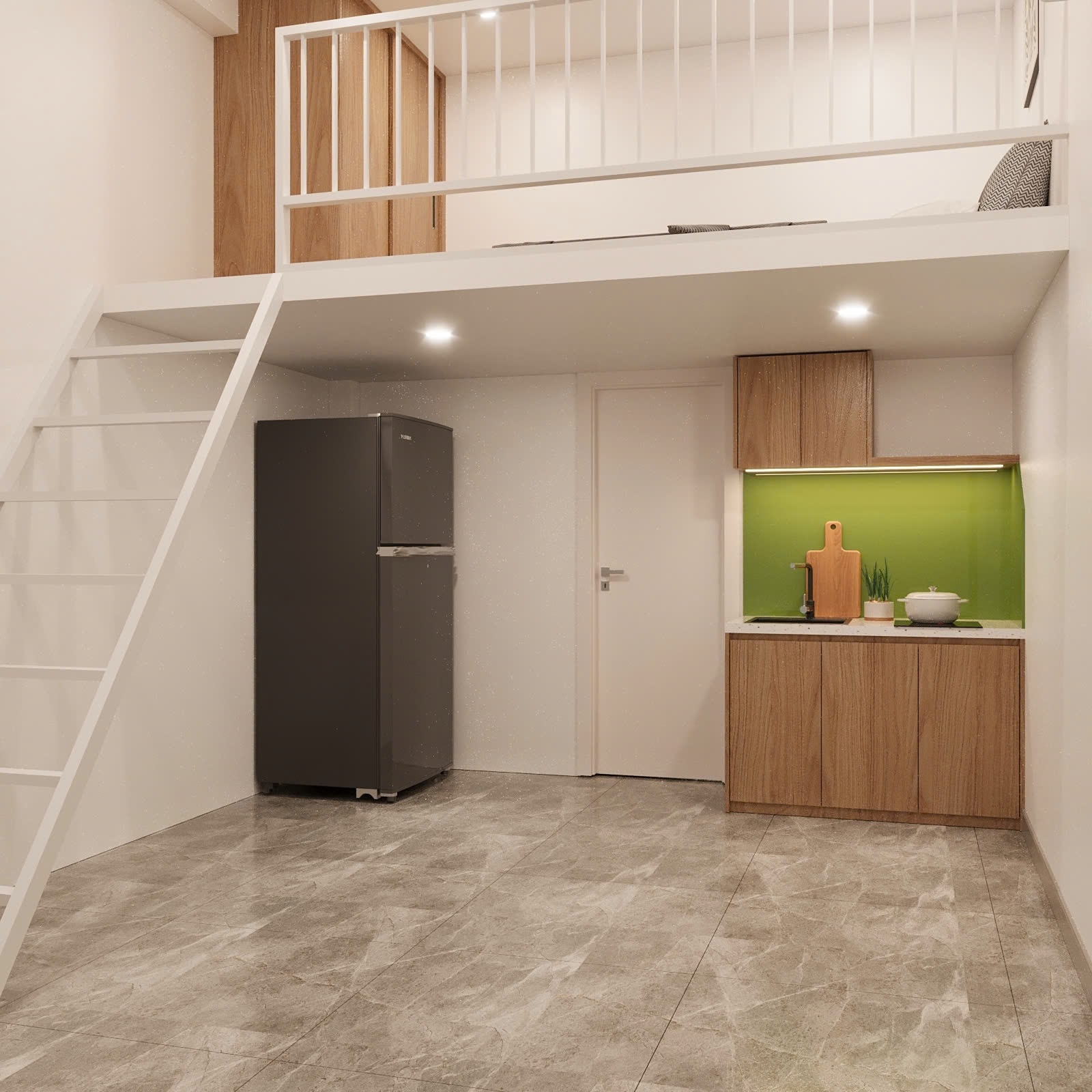 Phòng trọ Duplex 25m2 tại Lighthouse Cách Mạng Tháng 8 - Quận 3 - Phòng khách