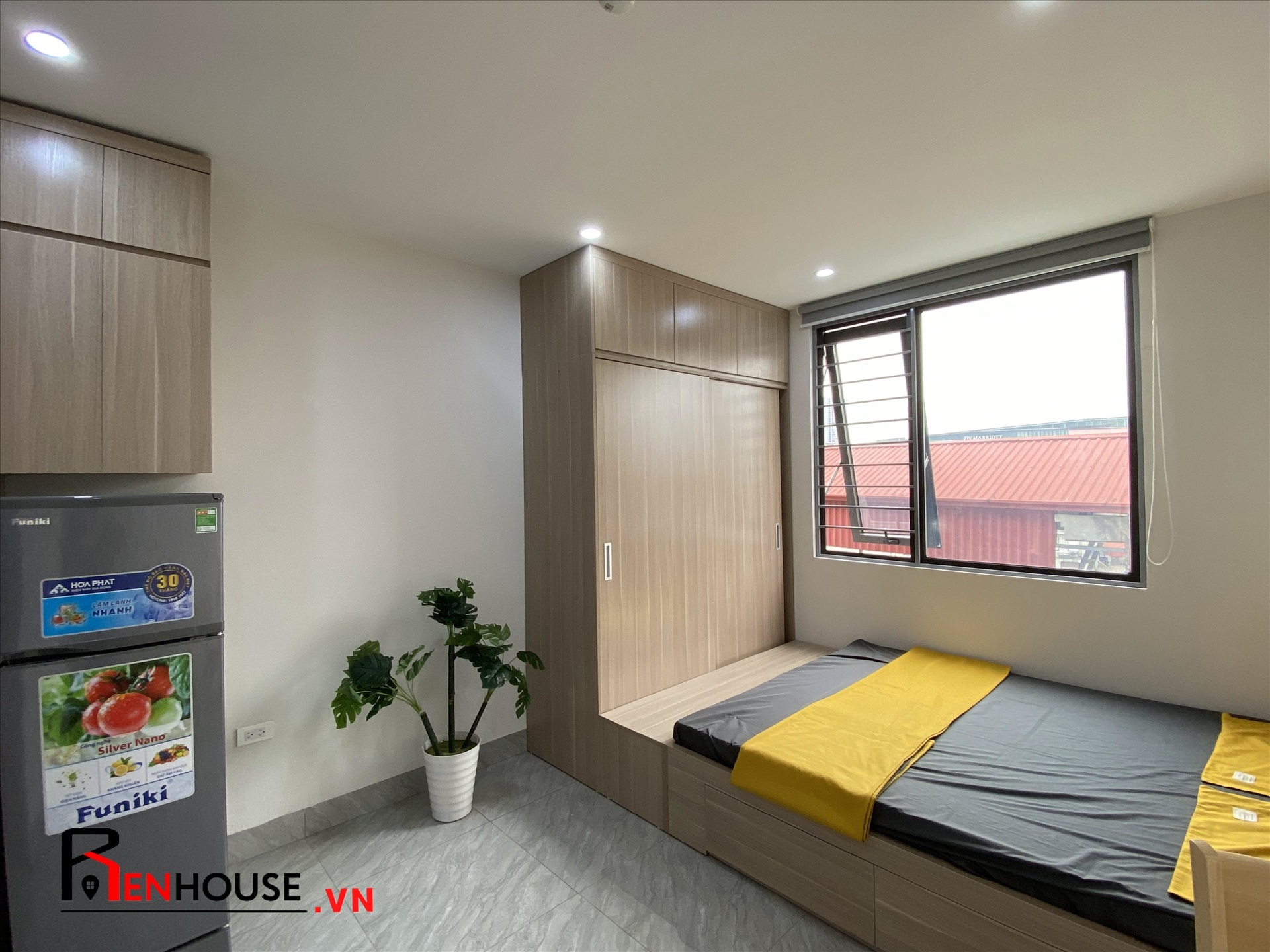 Phòng trọ Studio 26m2 tại RenHouse Mễ Trì Thượng - Nam Từ Liêm - Phòng ngủ