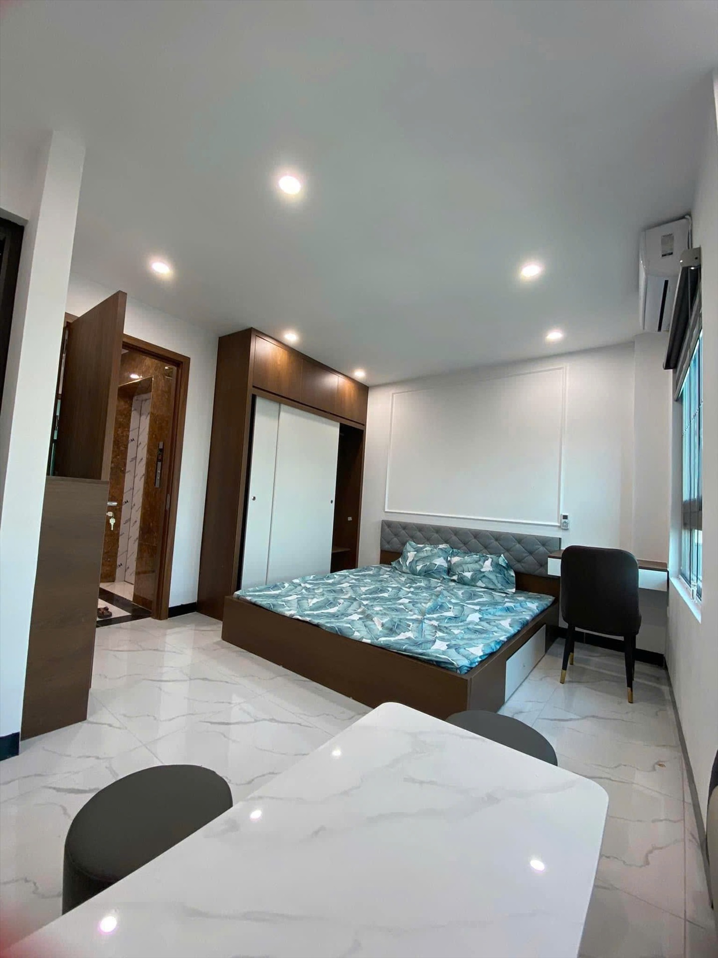 Phòng trọ Studio 25m2 tại HM House Hoàng Quốc Việt - Cầu Giấy - Phòng ngủ