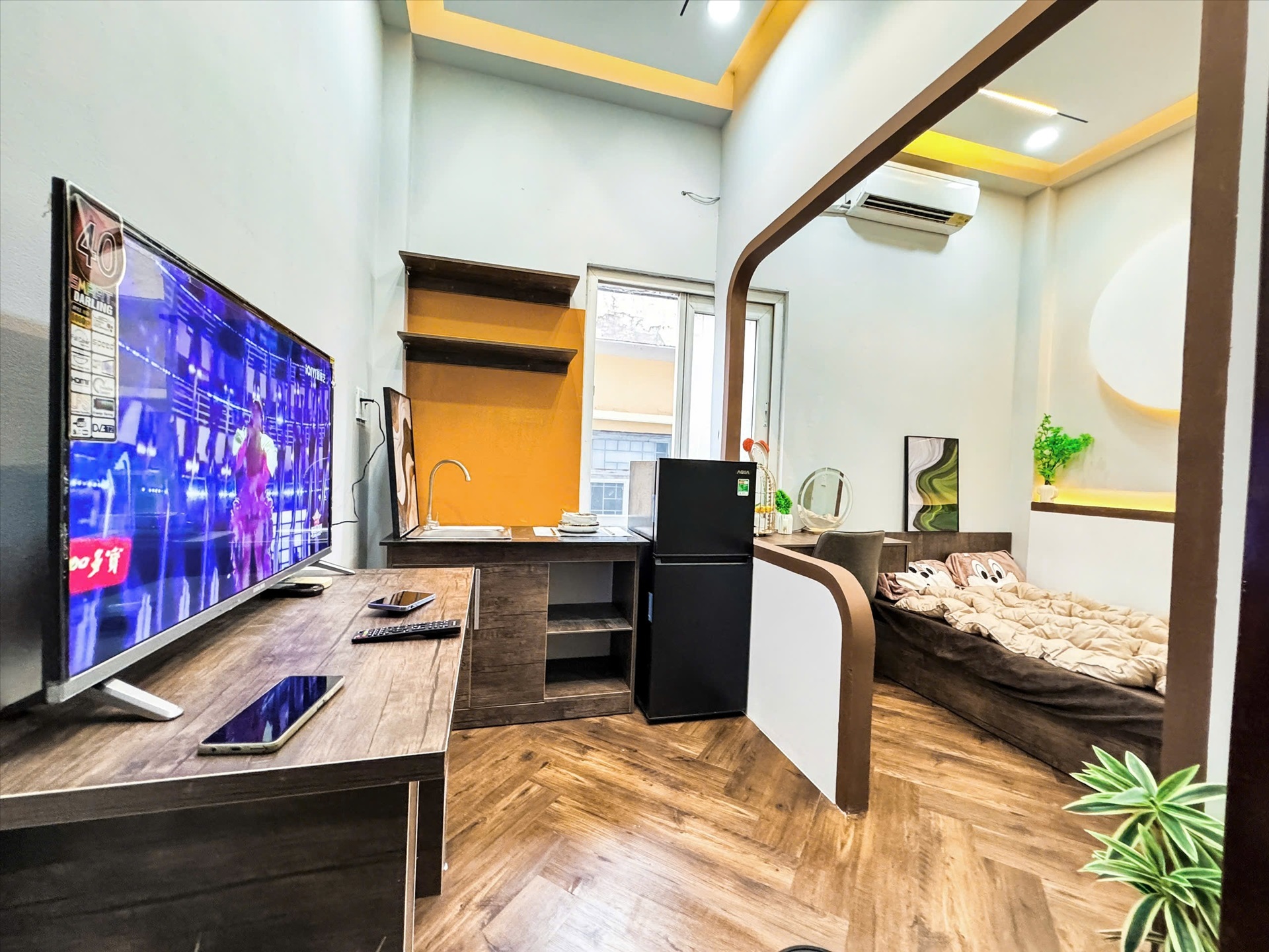 Phòng trọ Studio 30m2 tại Kinghome Nguyễn Thái Bình - Tân Bình - Phòng ngủ