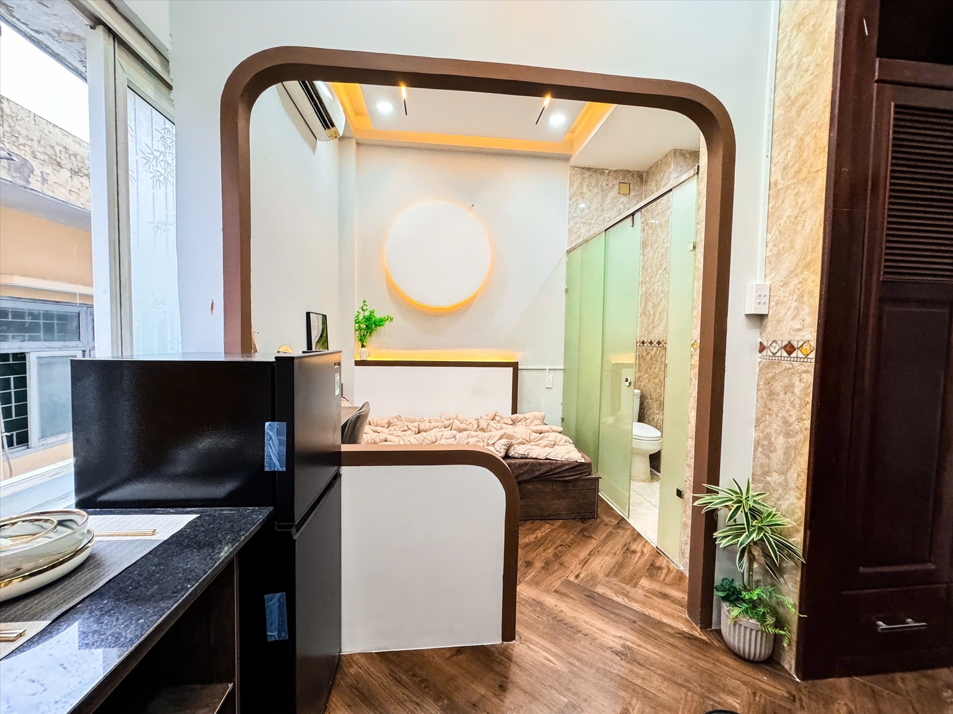 Phòng trọ Studio 30m2 tại Kinghome Nguyễn Thái Bình - Tân Bình - Phòng ngủ