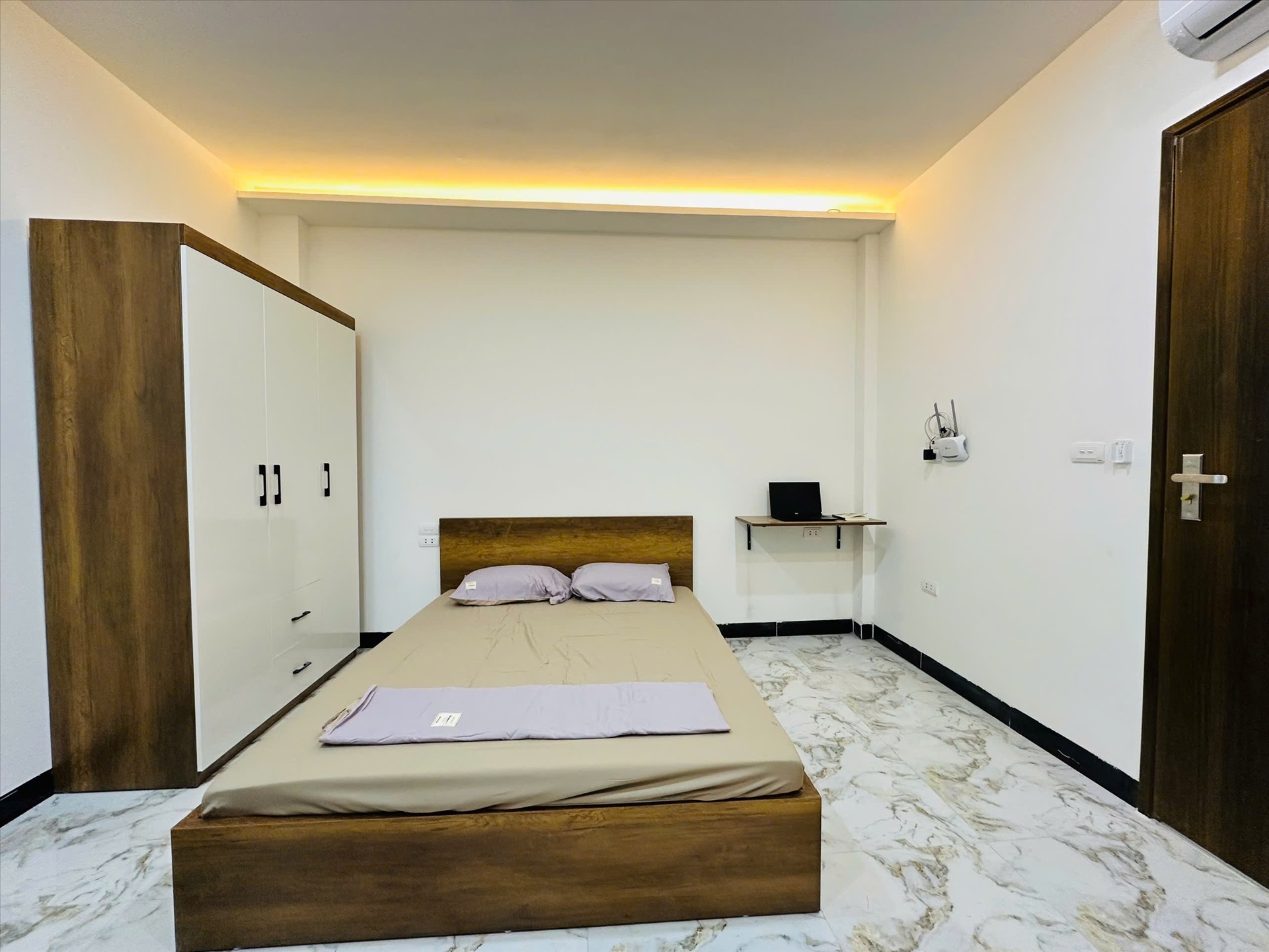 Phòng trọ Studio 25m2 tại HN Home Đê La Thành - Đống Đa - Phòng ngủ