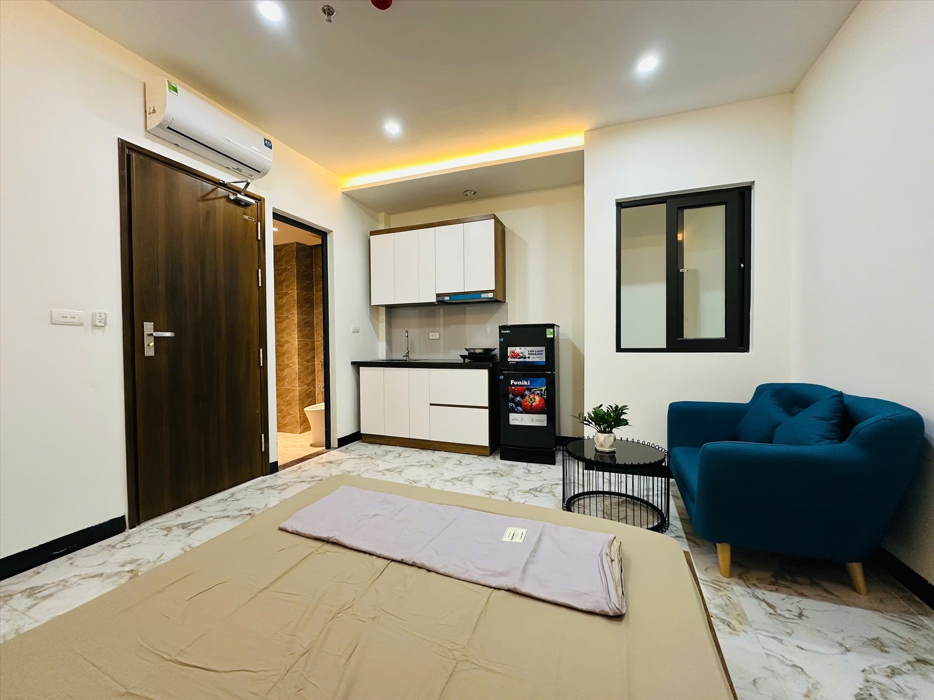 Phòng trọ Studio 25m2 tại HN Home Đê La Thành - Đống Đa - Phòng bếp