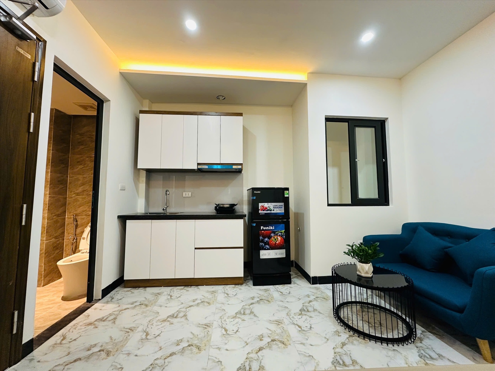 Phòng trọ Studio 25m2 tại HN Home Đê La Thành - Đống Đa - Phòng bếp