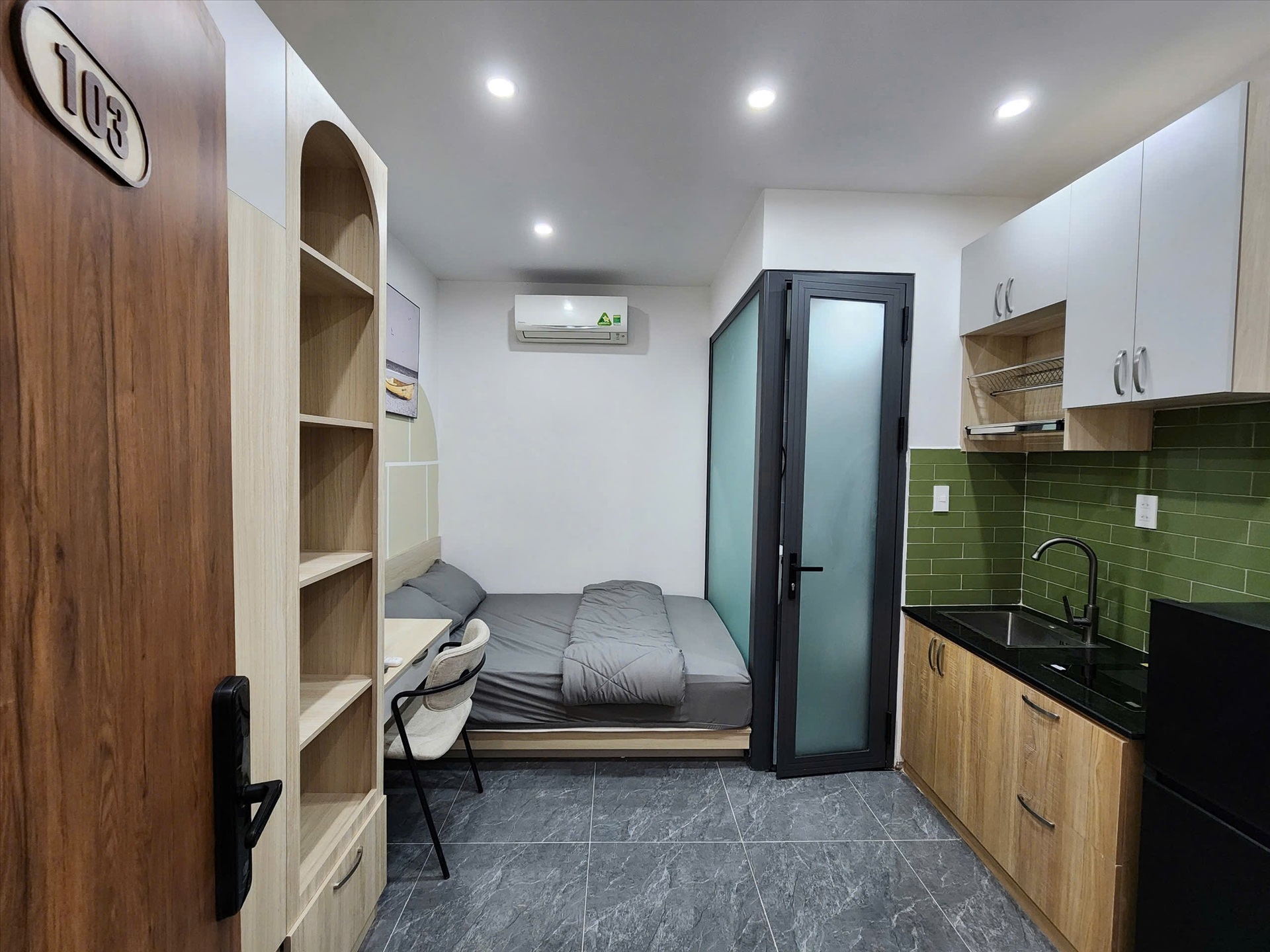 Phòng trọ Studio 25m2 tại TT House Lê Thánh Tôn - Quận 1 - Phòng ngủ