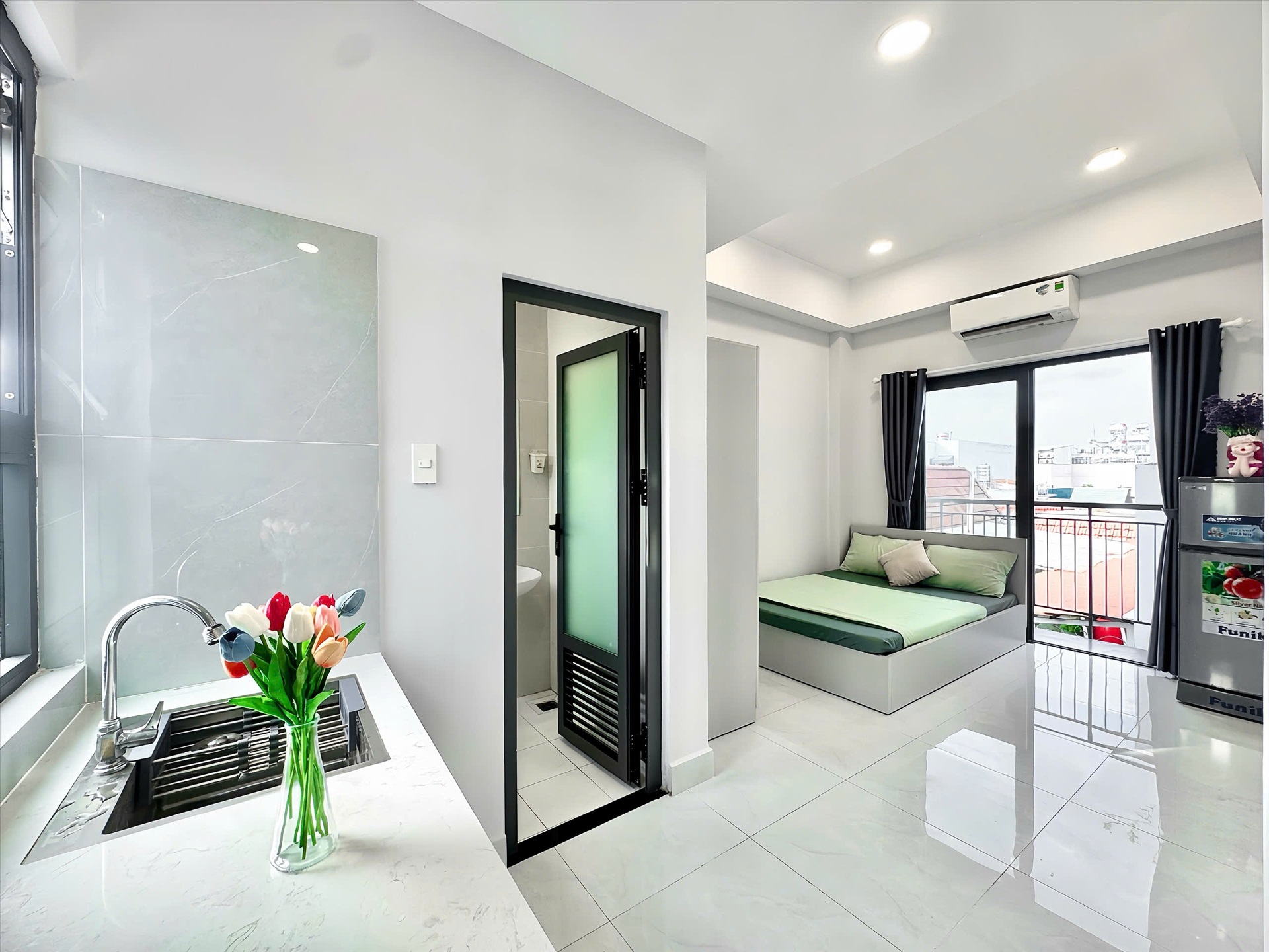 Phòng trọ Studio 25m2 tại MH Home Cộng Hòa - Tân Bình - Phòng ngủ