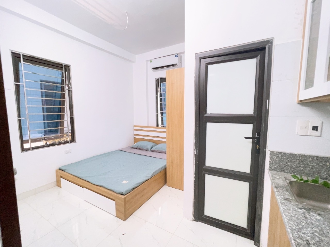 Phòng trọ Studio 24m2 tại Happy Homes Hồ Tùng Mậu - Nam Từ Liêm - Phòng ngủ