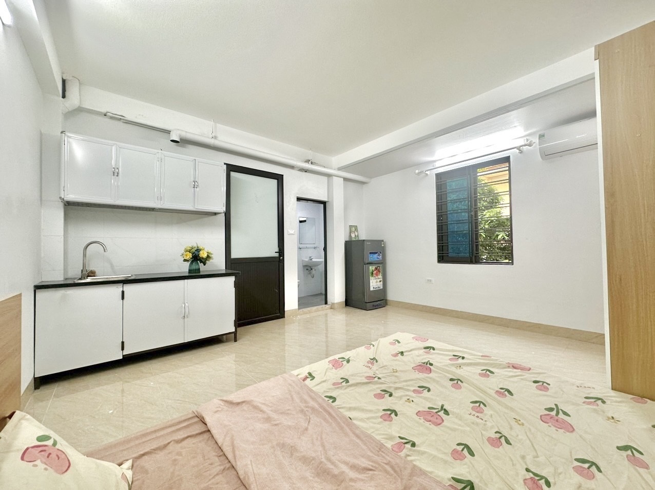 Phòng trọ Studio 25m2 tại Time House 3 Trần Cung - Bắc Từ Liêm  - Phòng ngủ
