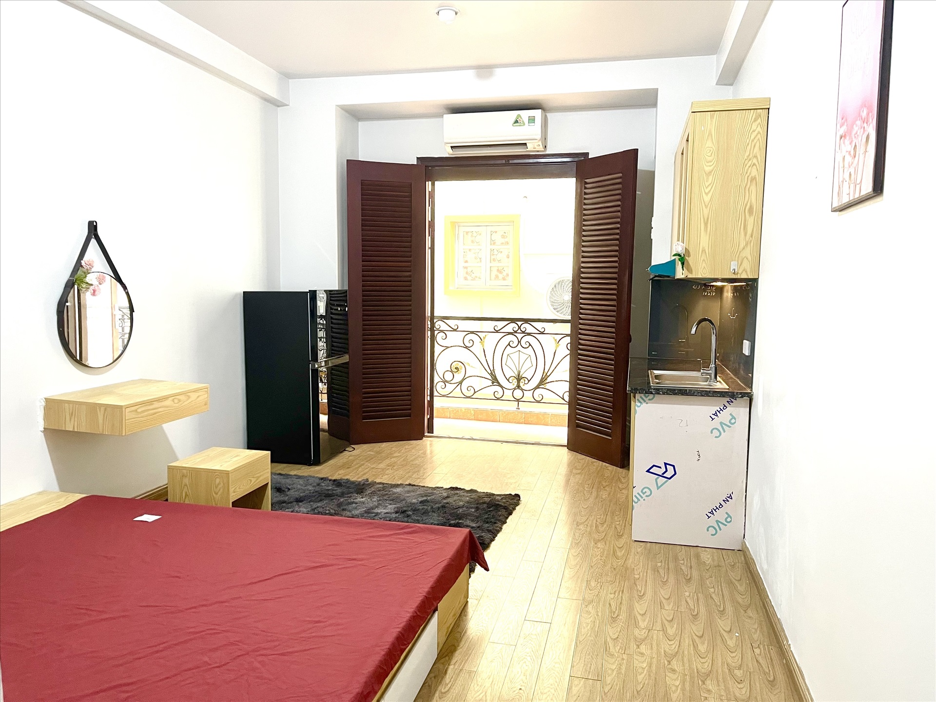 Phòng trọ Studio 27m2 tại HappyHomes Lạc Long Quân - Cầu Giấy - Phòng ngủ