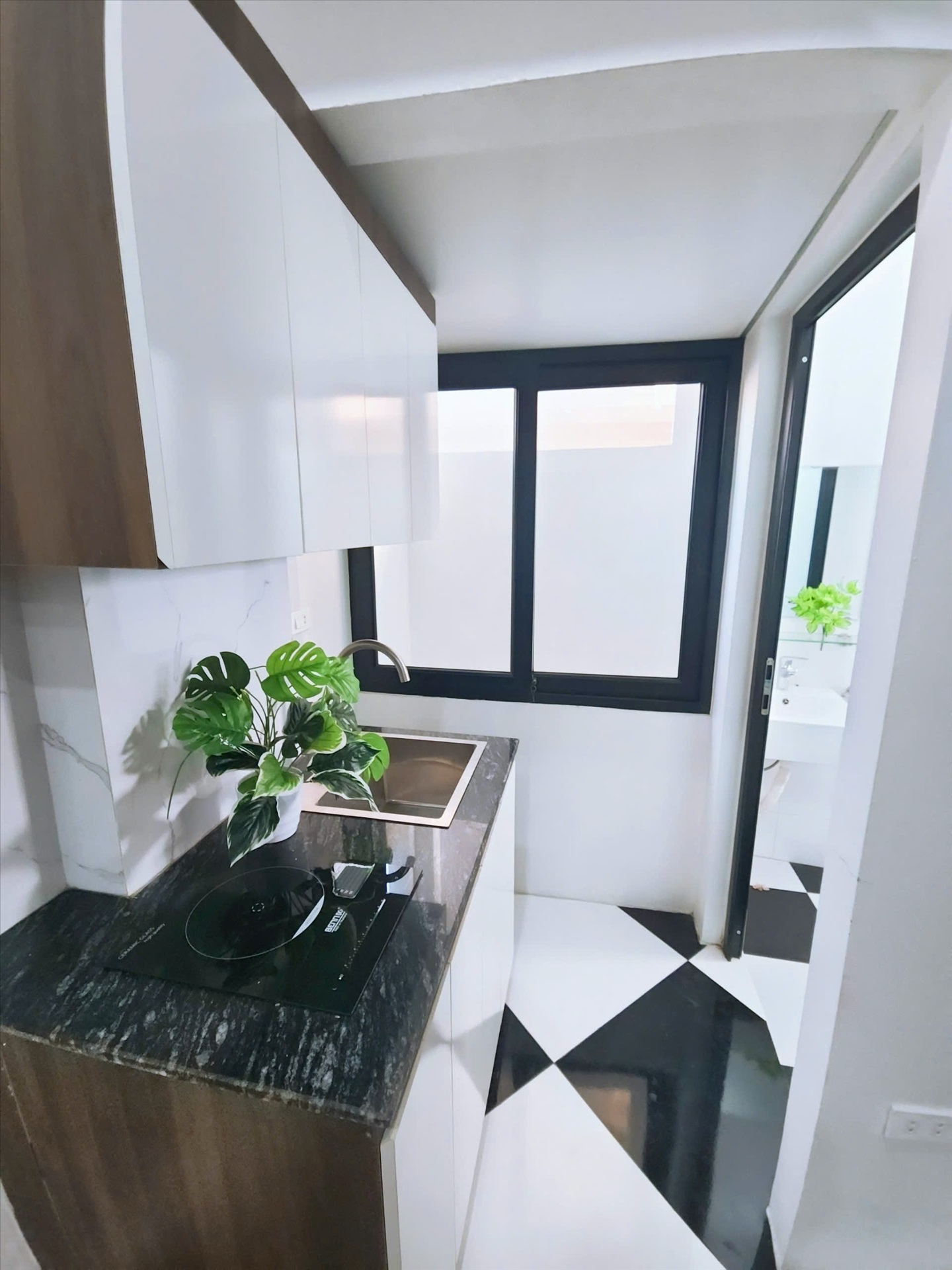 Phòng trọ Studio 25m2 tại HappyHomes 1 Phú Thượng - Tây Hồ - Phòng bếp