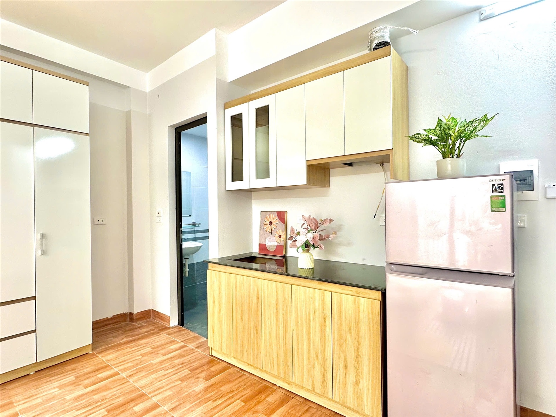 Phòng trọ Studio 30m2 tại Time House 9 Cổ Nhuế -  Bắc Từ Liêm - Phòng bếp