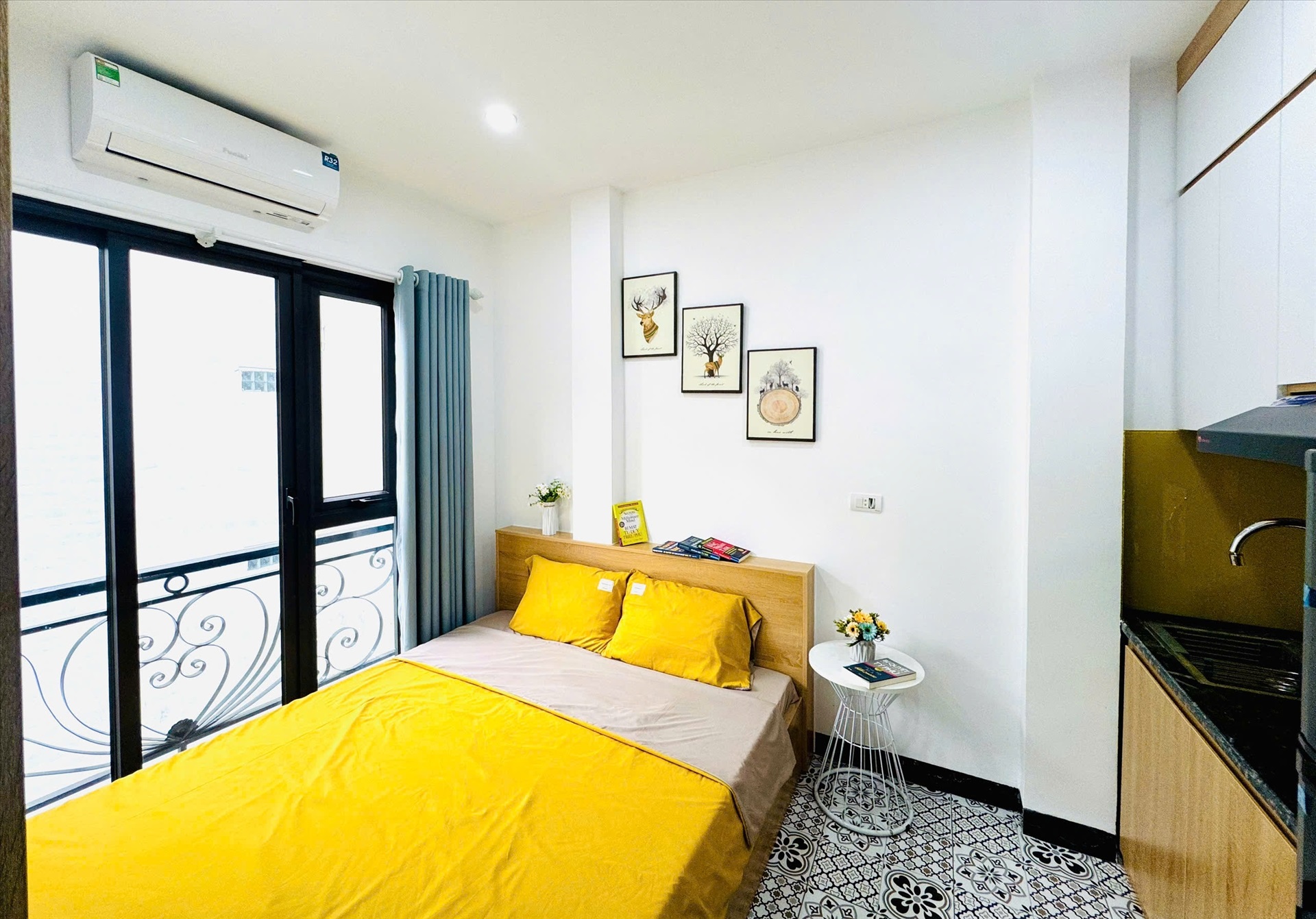 Phòng trọ Studio 25m2 tại Vihome Plus 2 Trung Liệt - Đống Đa - Phòng ngủ