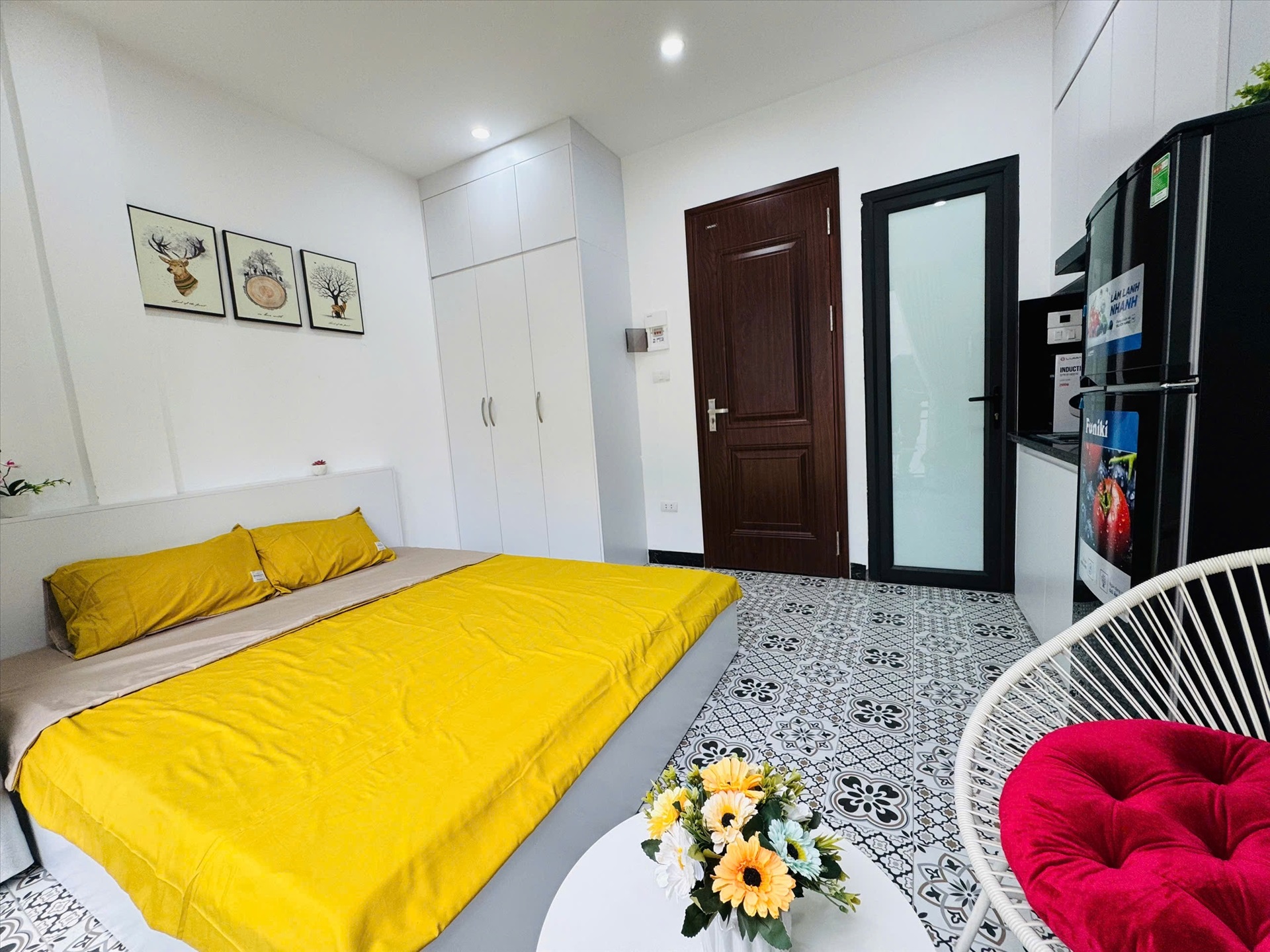 Phòng trọ Studio 25m2 tại Vihome Plus Trung Liệt - Đống Đa - Phòng ngủ