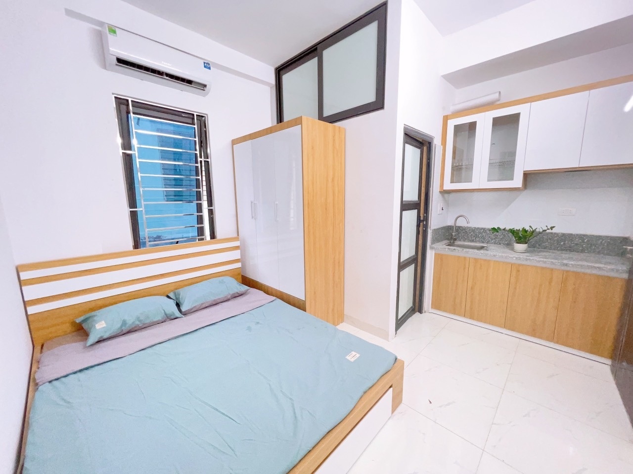 Phòng trọ Studio 25m2 tại HappyHomes 3 Hồ Tùng Mậu - Bắc Từ Liêm - Phòng bếp