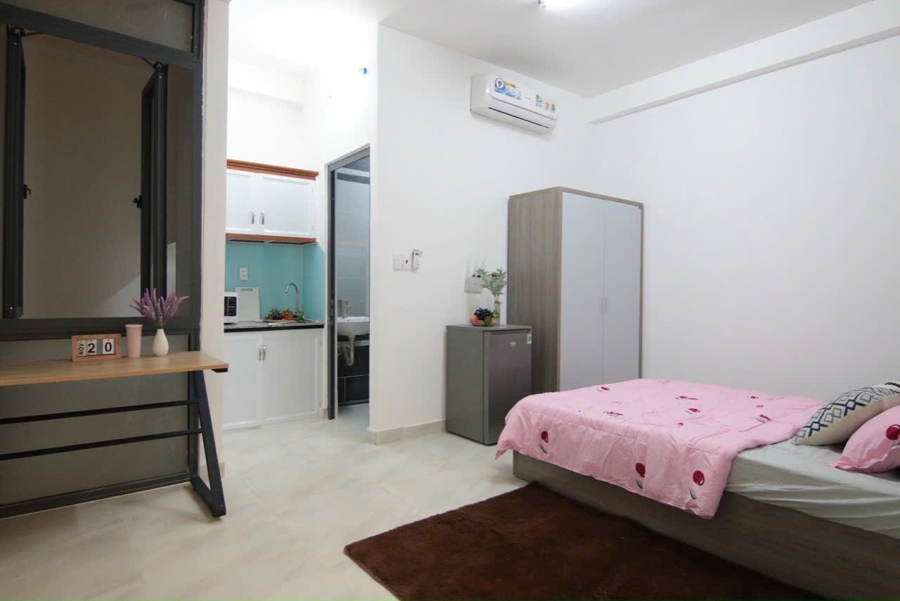 Phòng trọ Studio 25m2 tại Phúc Gia House Nơ Trang Long - Bình Thạnh - Phòng ngủ