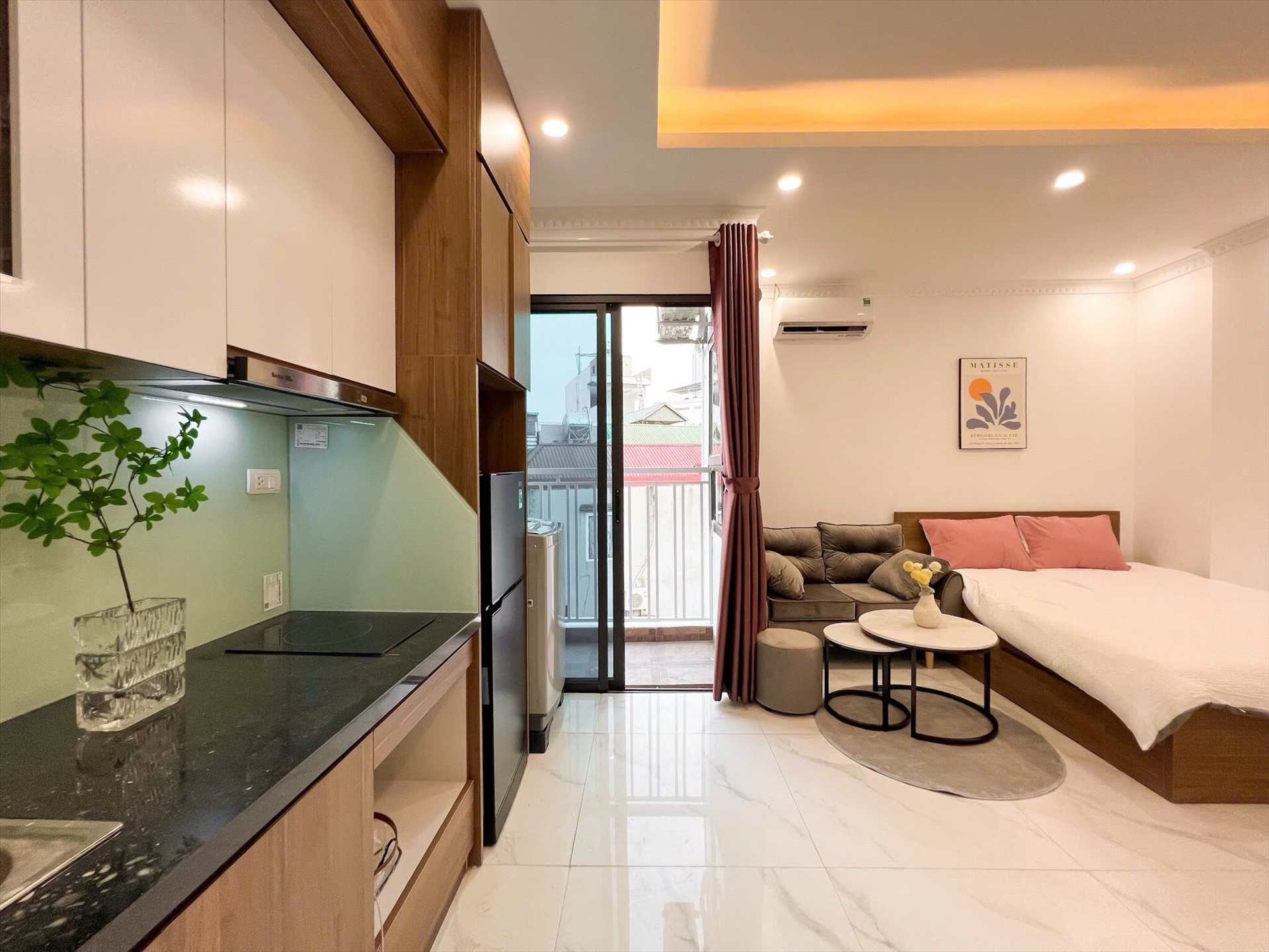 Phòng trọ Studio 25m2 tại Suha Home Đội Cấn - Ba Đình - Phòng bếp