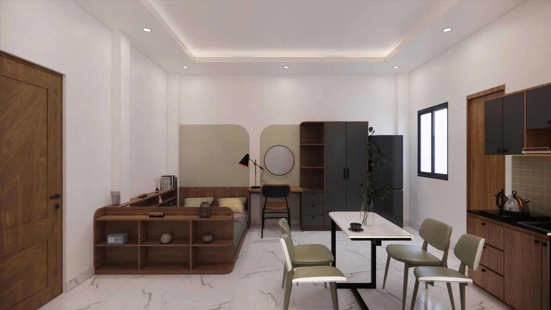 Phòng trọ Studio 25m2 tại AT House Nguyễn Kiệm - Phú Nhuận - Phòng ngủ