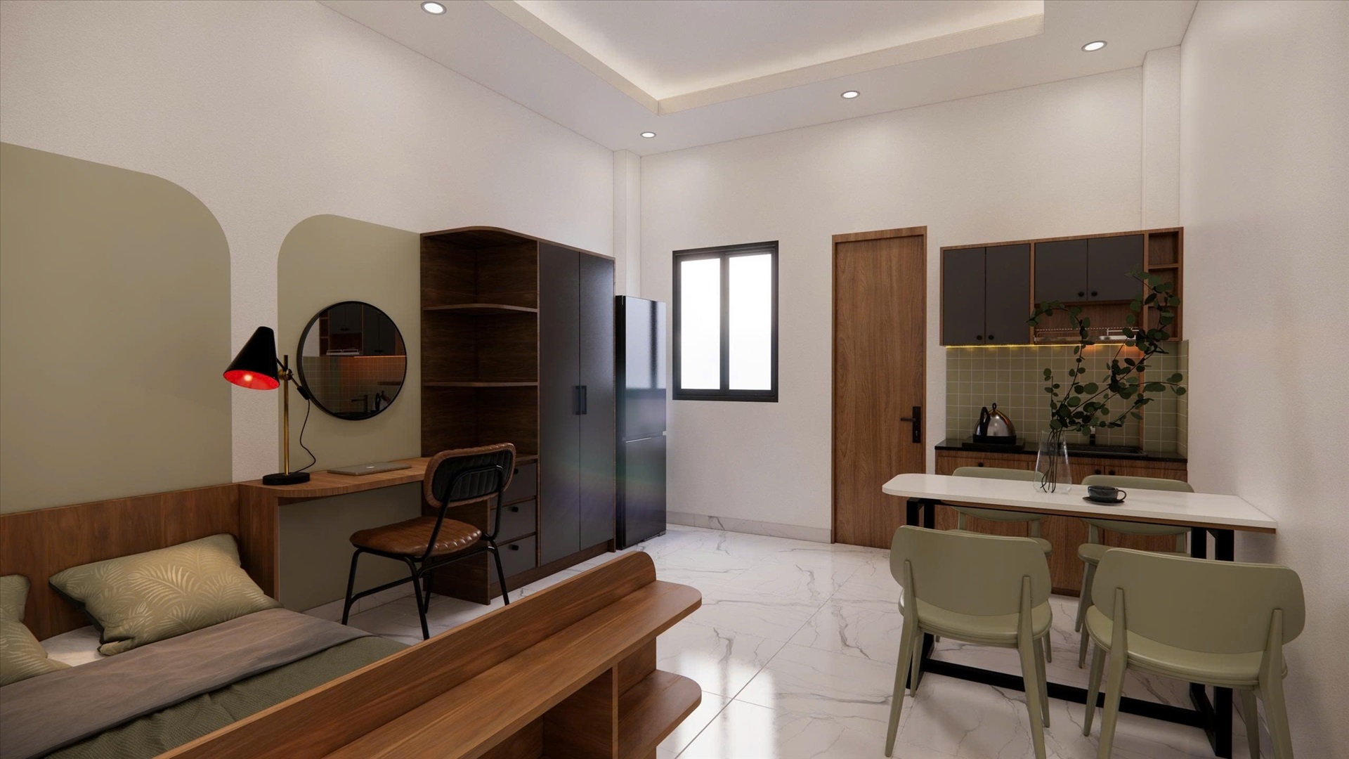 Phòng trọ Studio 25m2 tại AT House Nguyễn Kiệm - Phú Nhuận - Phòng ngủ