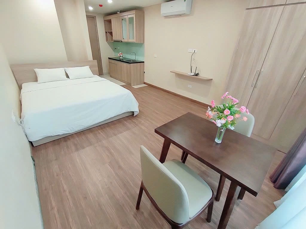 Phòng trọ Studio 30m2 tại PTC House 1 Lạc Long Quân - Tây Hồ  - Phòng ngủ