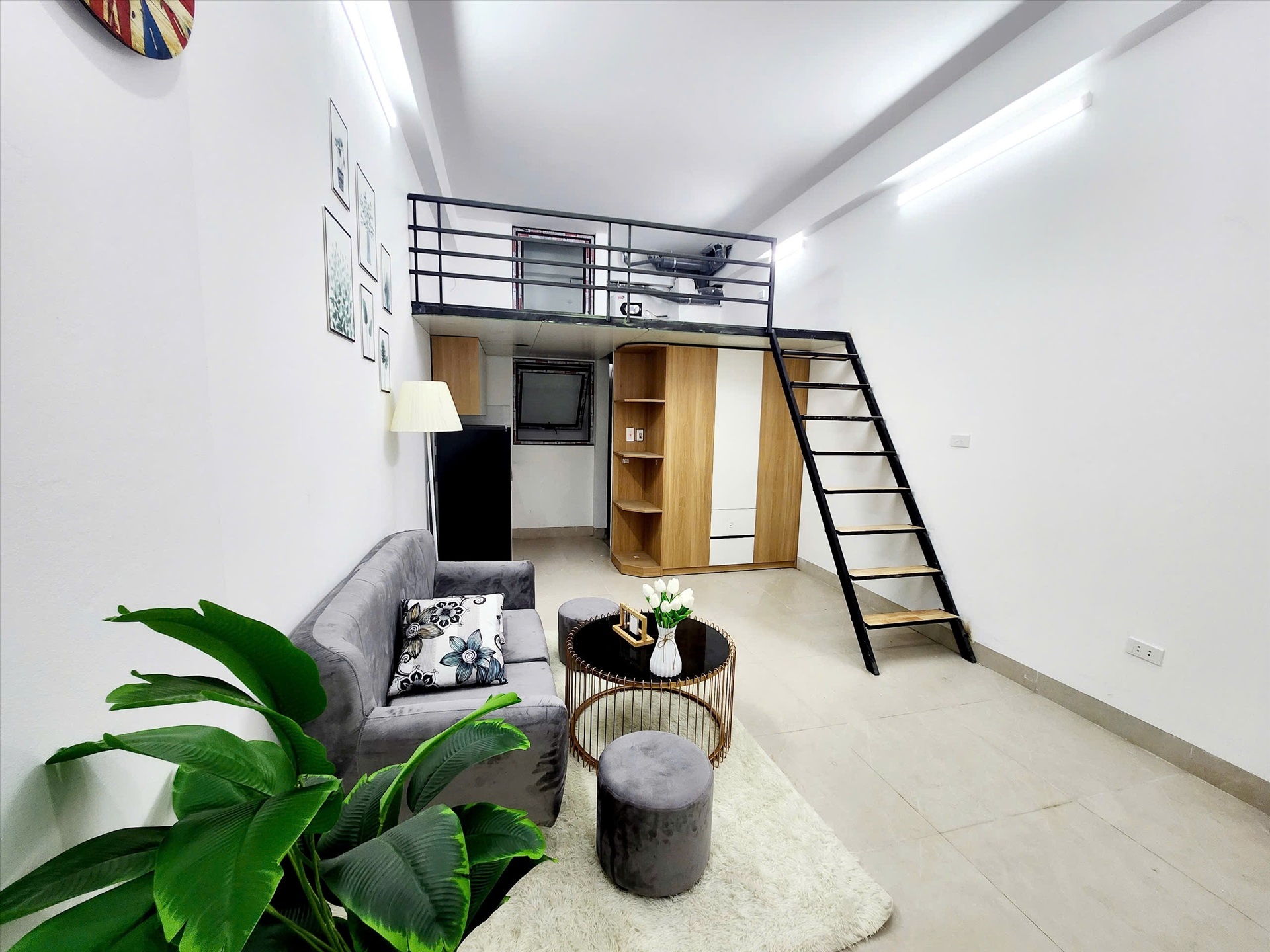 Phòng trọ Duplex 28m2 tại AT Condo Khương Đình - Thanh Xuân - Phòng khách