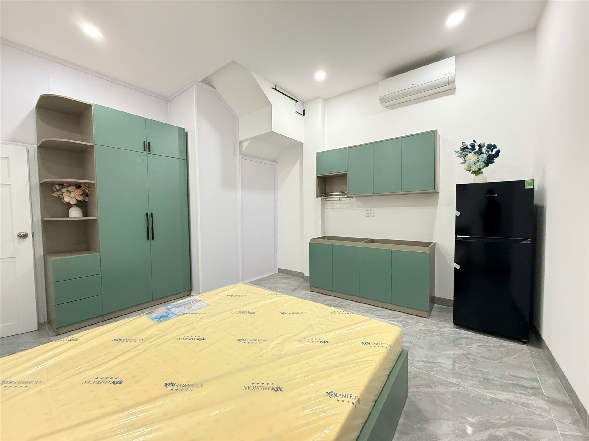 Phòng trọ Studio 25m2 tại Jinjoo Home Đường số 1 - Tân Bình - Phòng ngủ