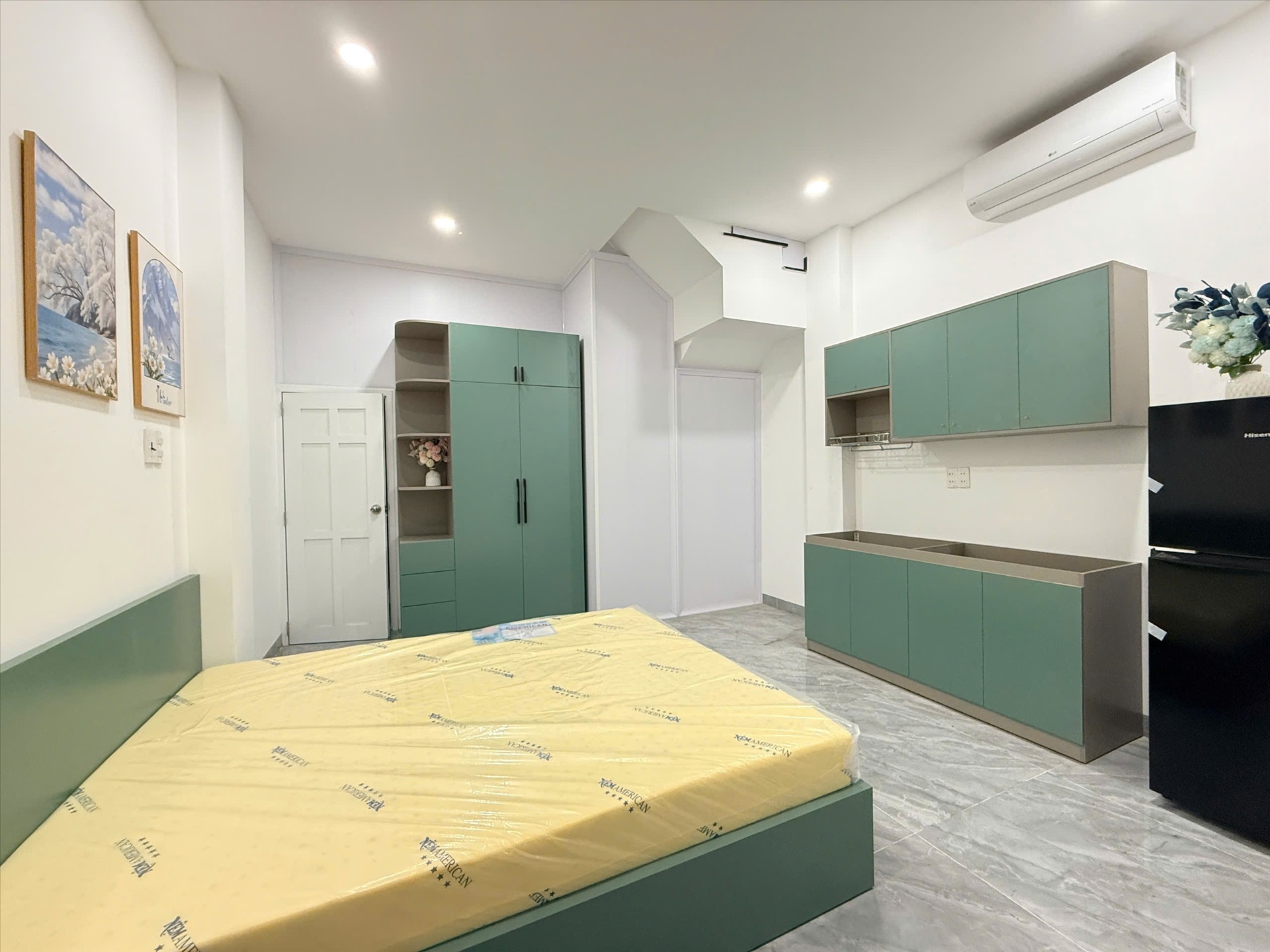 Phòng trọ Studio 25m2 tại Jinjoo Home Đường số 1 - Tân Bình - Phòng ngủ