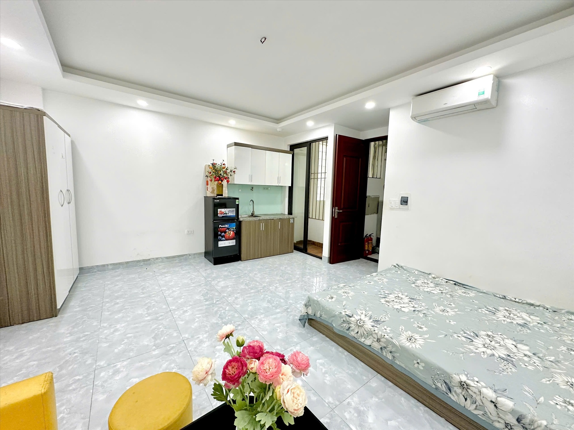 Phòng trọ Studio 30m2 tại TT House 3 Đường Láng - Đống Đa - Phòng ngủ