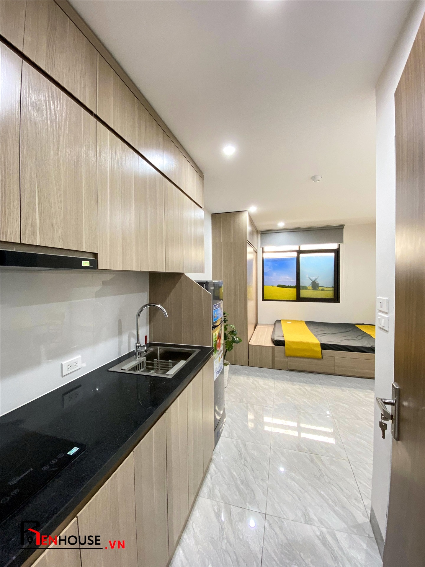 Phòng trọ Studio 26m2 tại RenHouse Mễ Trì Thượng - Nam Từ Liêm - Phòng bếp