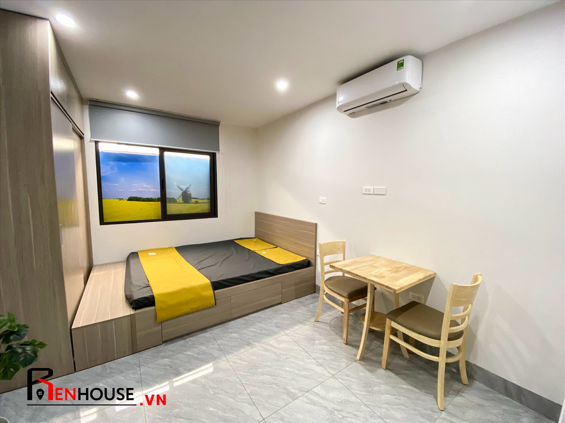 Phòng trọ Studio 26m2 tại RenHouse Mễ Trì Thượng - Nam Từ Liêm - Phòng ngủ