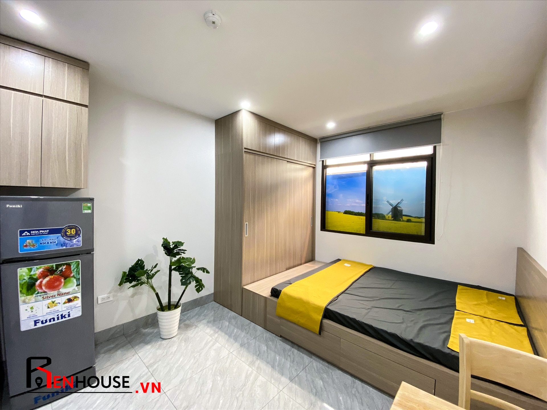 Phòng trọ Studio 26m2 tại RenHouse Mễ Trì Thượng - Nam Từ Liêm - Phòng ngủ