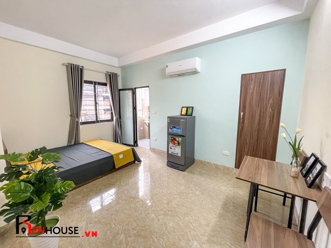 Phòng trọ Studio 30m2 tại RenHouse Trần Thái Tông - Cầu Giấy - Phòng ngủ