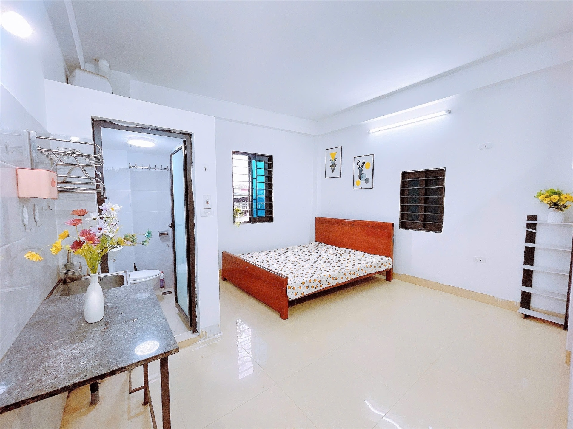 Phòng trọ Studio 20m2 tại Happy Homes Trần Cung - Bắc Từ Liêm - Phòng ngủ