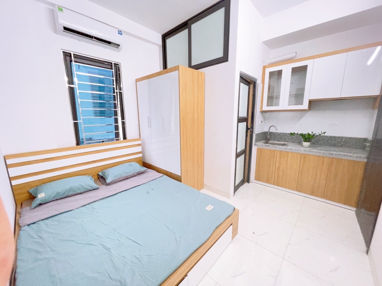 Phòng trọ Studio 25m2 tại HappyHomes 3 Hồ Tùng Mậu - Bắc Từ Liêm - Phòng ngủ