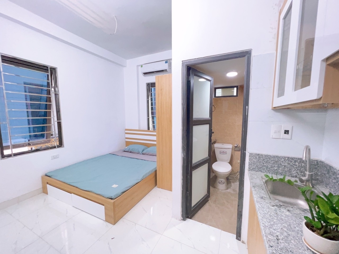 Phòng trọ Studio 25m2 tại HappyHomes 3 Hồ Tùng Mậu - Bắc Từ Liêm - Phòng ngủ