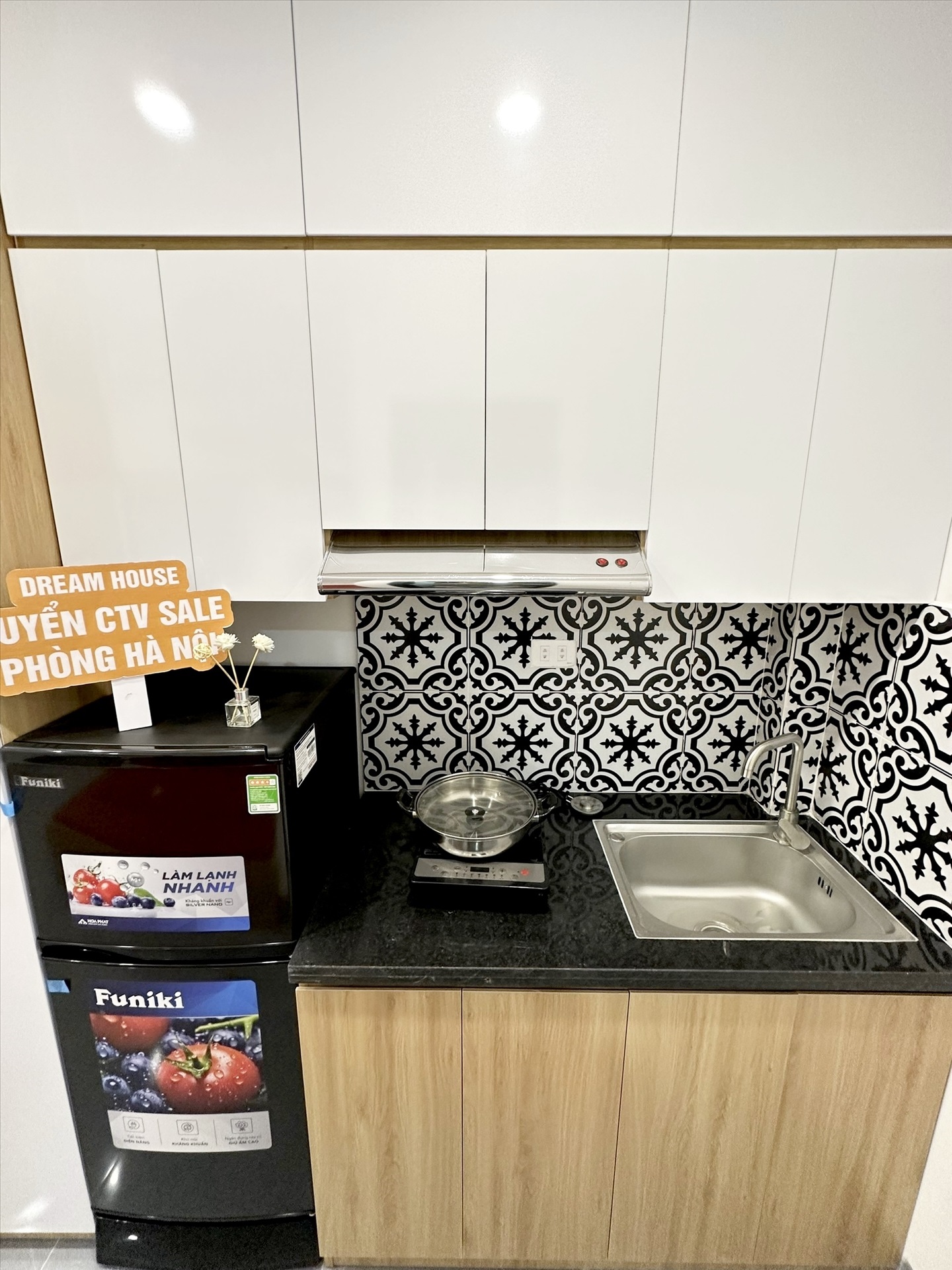 Phòng trọ Studio 27m2 tại DreamHouse Yên Hòa - Cầu Giấy - Phòng bếp