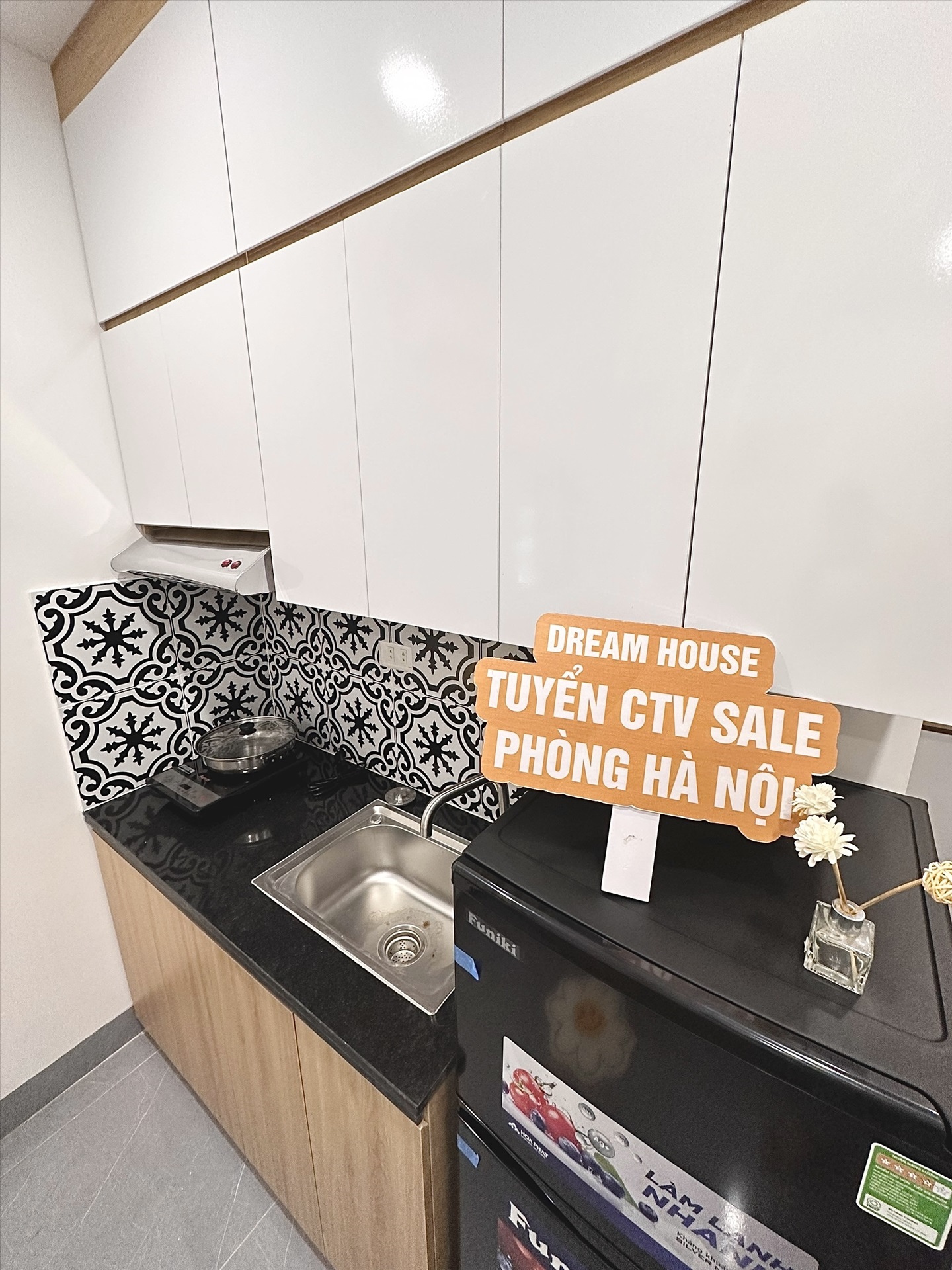 Phòng trọ Studio 22m2 tại DreamHouse Yên Hòa - Cầu Giấy - Phòng bếp